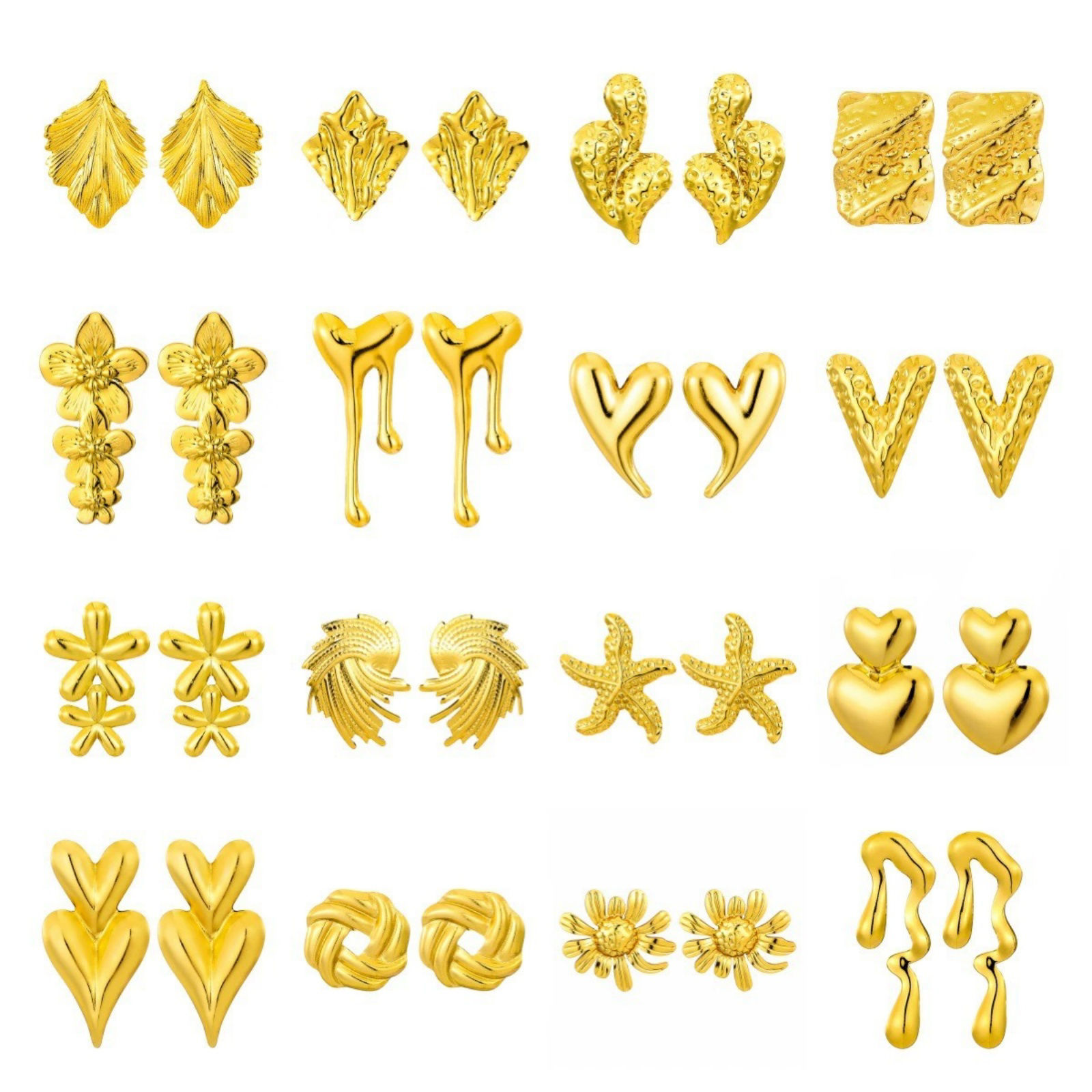 Picture of Wholesale Exquisite Stylish Ear Post Stud Earrings, Geometric 18K Gold Plated 304 Stainless Steel, Women's Eco-friendly Gift Jewelry Supply