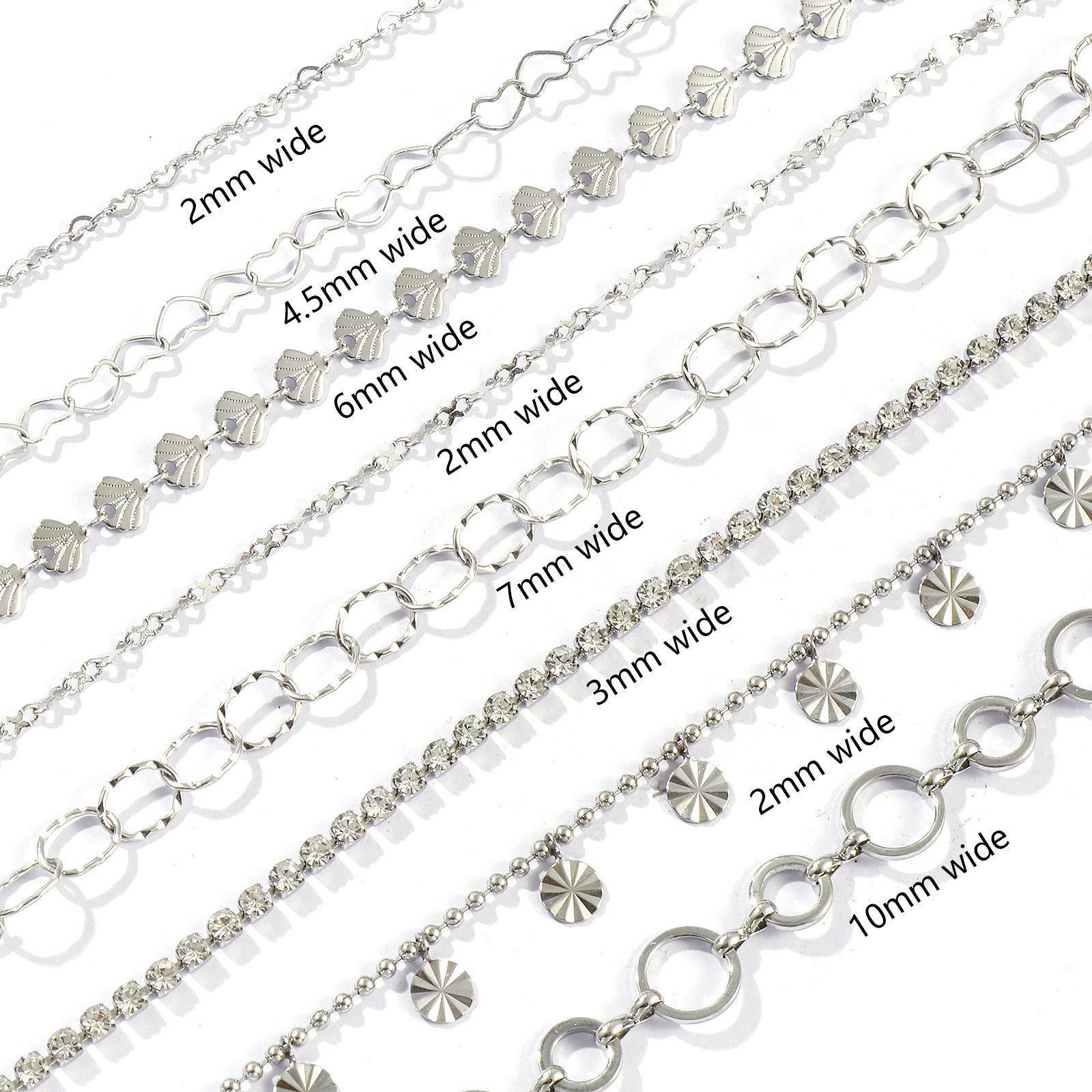 Image de 10 M Chaînes Accessoires pour la Fabrication de Bijoux Faits à la Main en 304 Acier Inoxydable Respectueux de la Nature Argent Mat