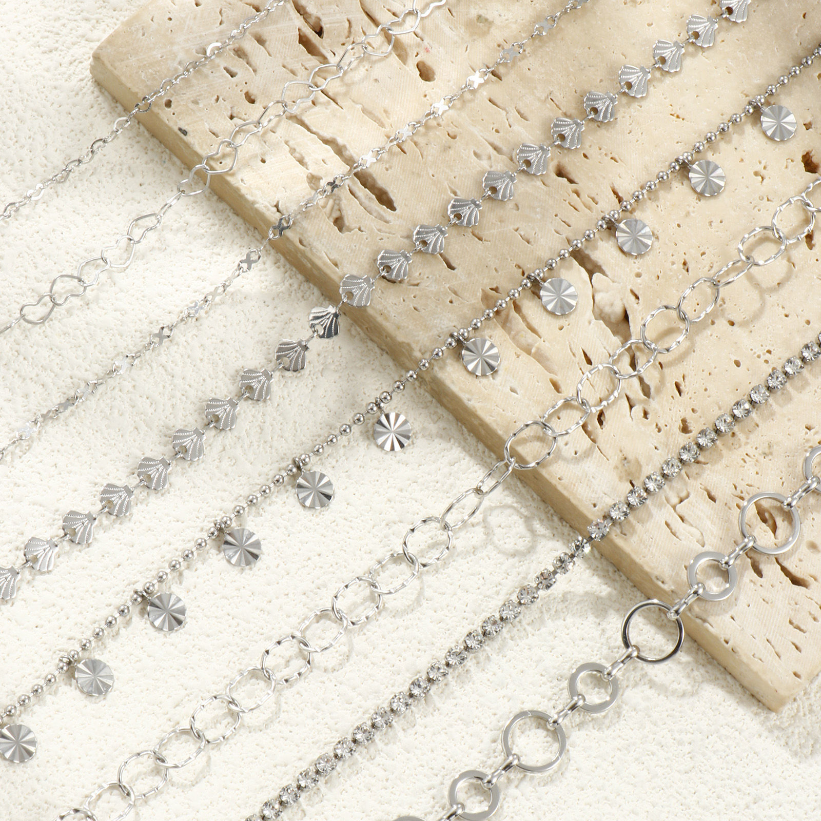 Image de 10 M Chaînes Accessoires pour la Fabrication de Bijoux Faits à la Main en 304 Acier Inoxydable Respectueux de la Nature Argent Mat