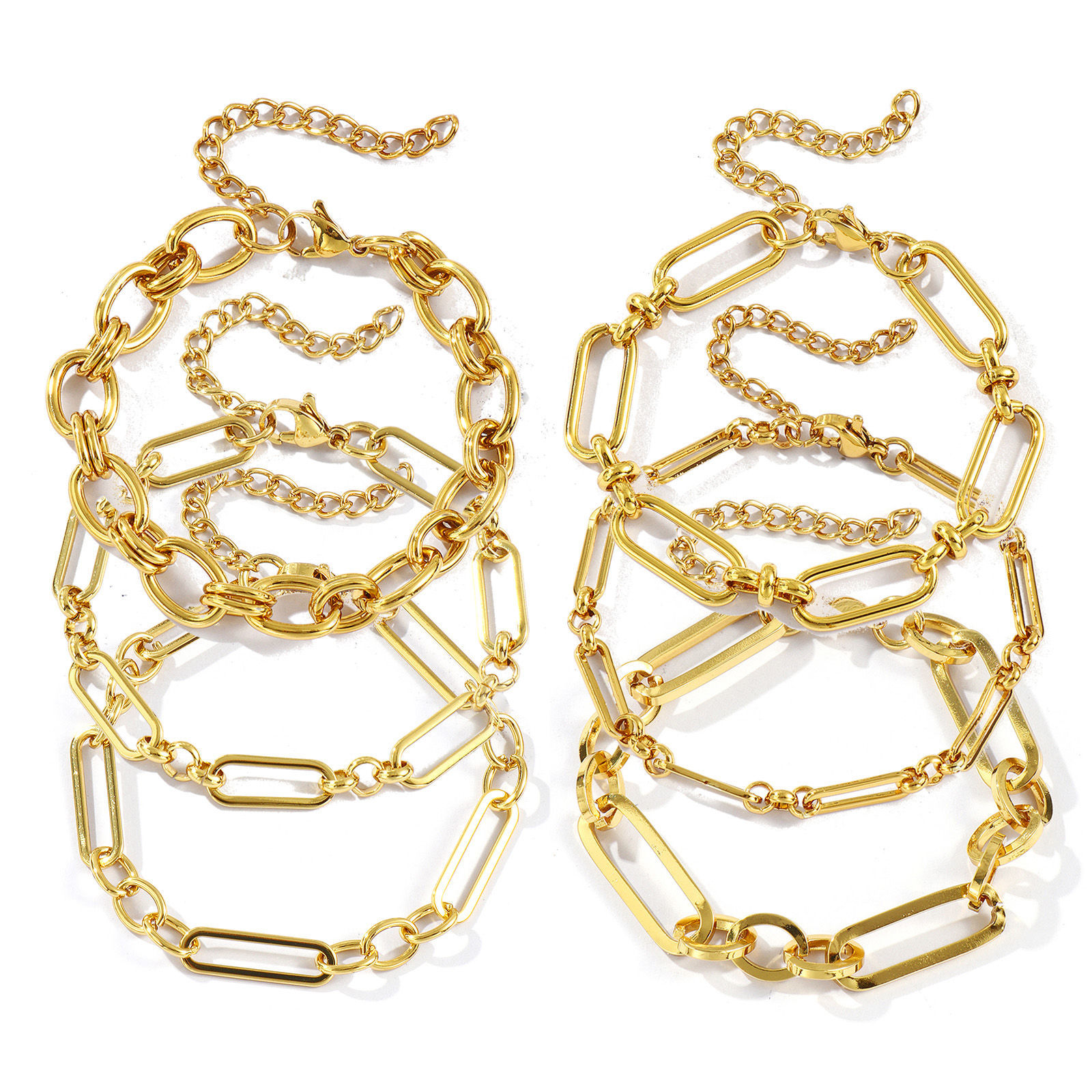 Bild von Großhandel Handgefertigte Gliederkette Armband, 18K Vergoldet 304 Edelstahl, Unisex Umweltfreundlich Stilvoll Minimalistisch Geschenk Schmuckbedarf 17cm lang