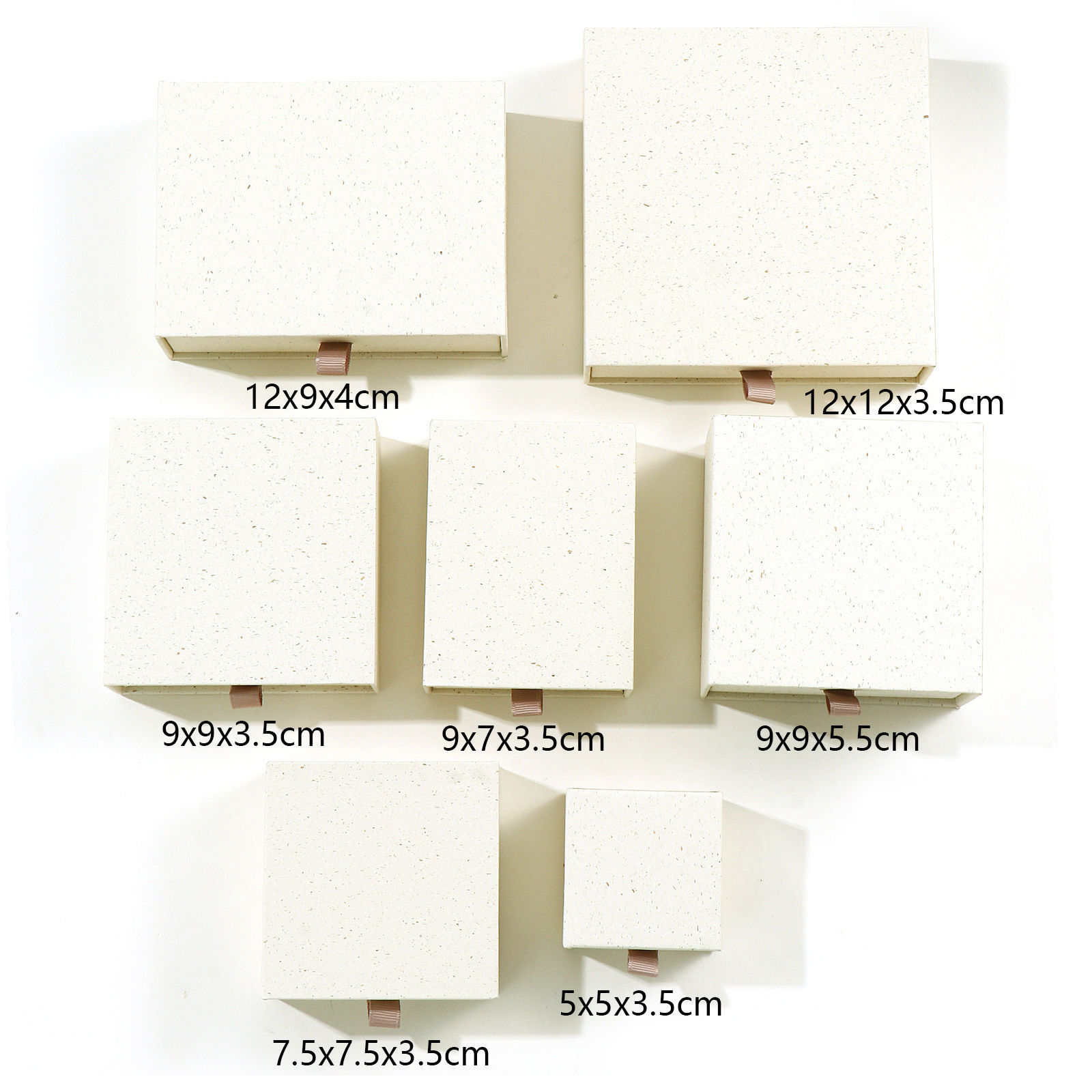 Image de 2 Pcs Boîte-Cadeau à Bijoux à Tiroir Coulissant en Papier Beige