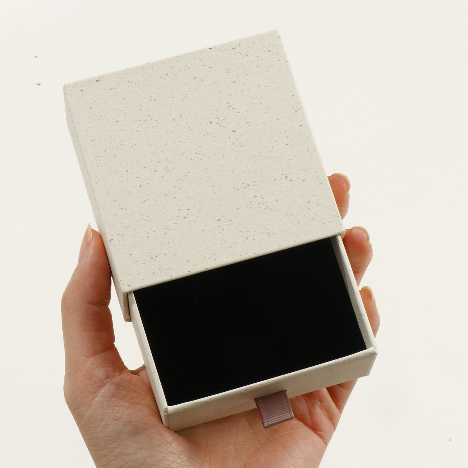 Image de 2 Pcs Boîte-Cadeau à Bijoux à Tiroir Coulissant en Papier Beige