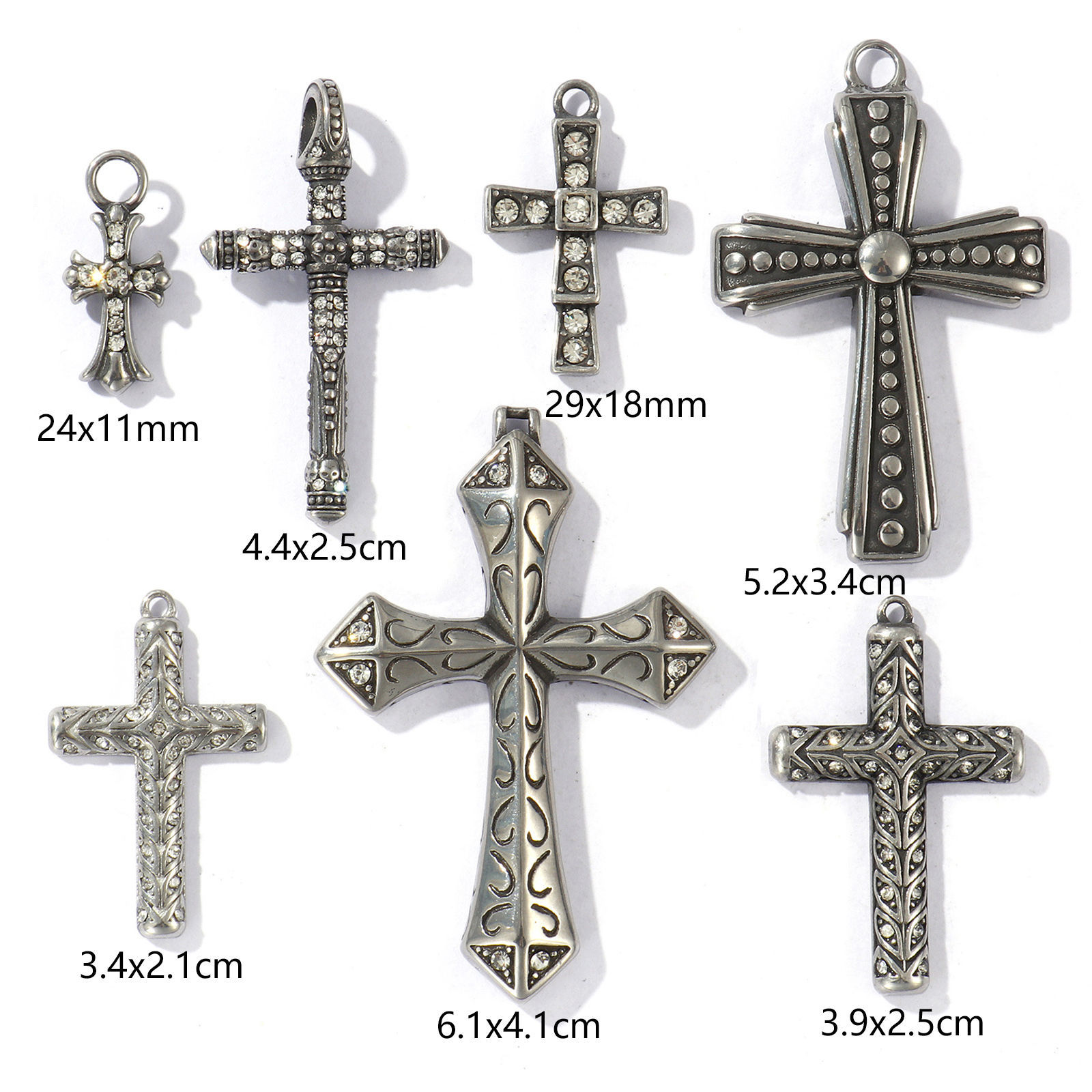Bild von Umweltfreundlich 304 Edelstahl Religiös Charms Antik Silber Kreuz