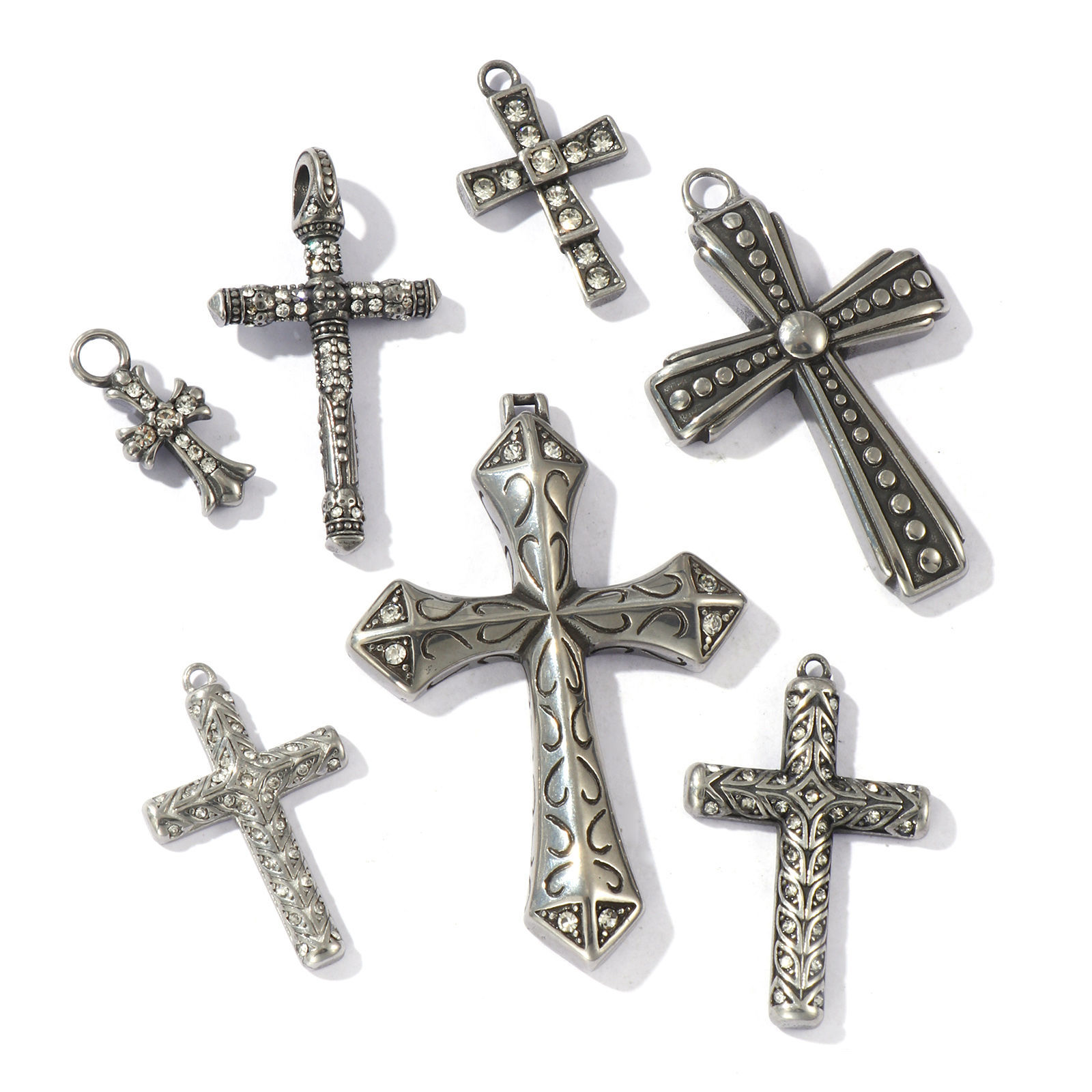 Bild von Umweltfreundlich 304 Edelstahl Religiös Charms Antik Silber Kreuz
