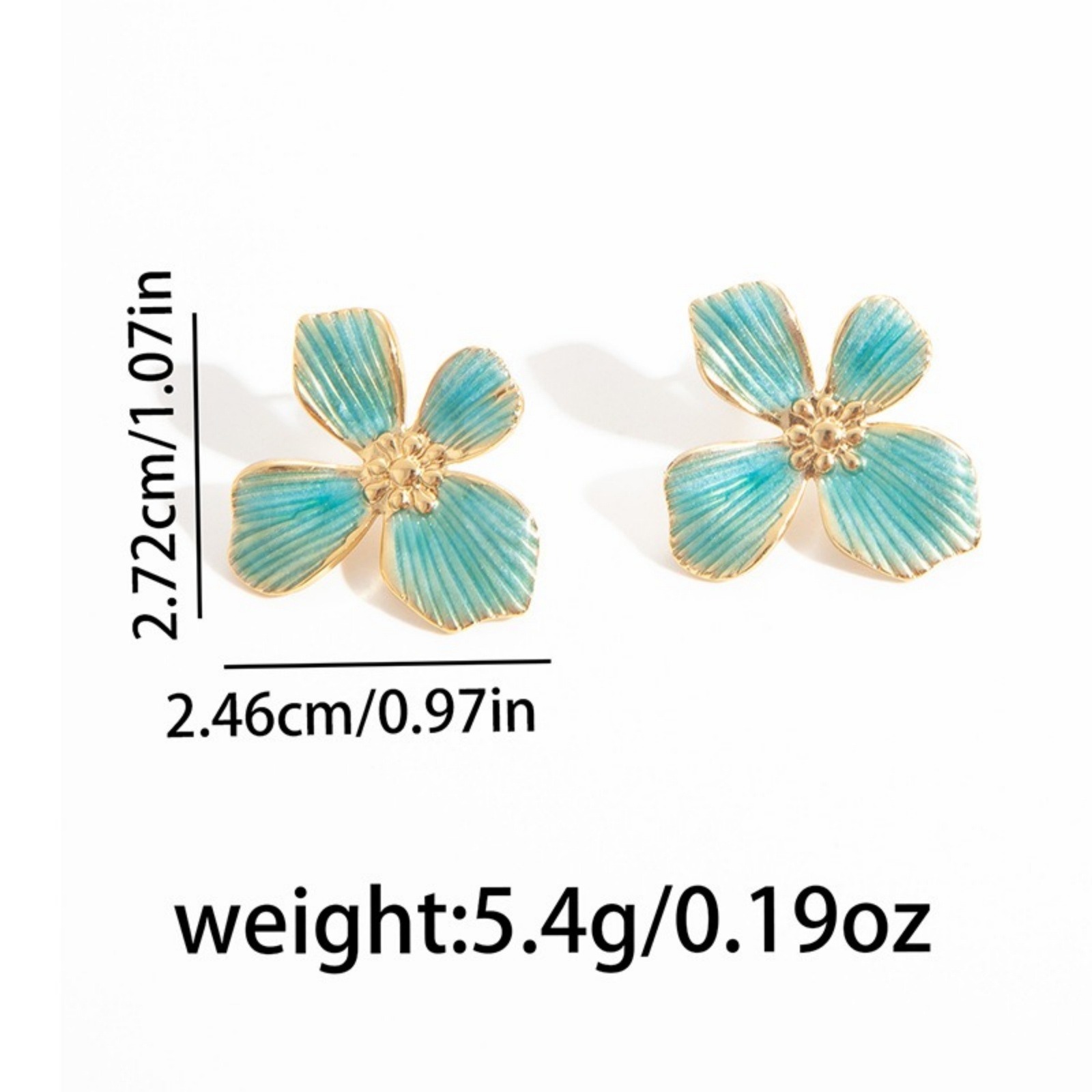 Picture of Wholesale Exquisite Stylish Ear Post Stud Earrings, Flower Multicolor Enamel 18K Gold Plated 201 Stainless Steel, Women's Eco-friendly Gift Jewelry Supply, 27mm x 25mm, 1 Pair