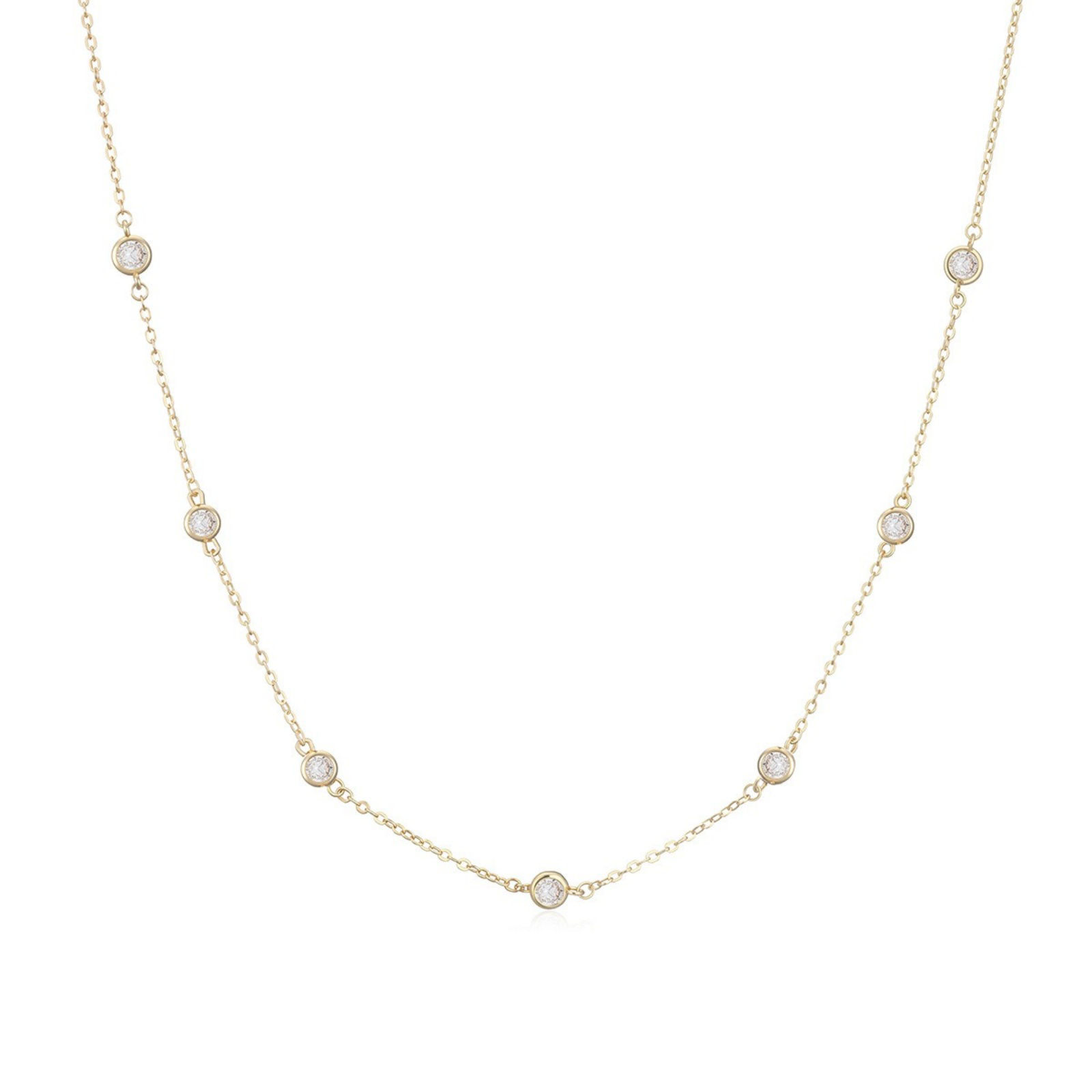 Picture of Wholesale Station Necklace, Multicolor Brass & Cubic Zirconia, Women's Ins Style Stylish Gift Jewelry For Retailer, 45cm(17.7") + 5cm(2") long