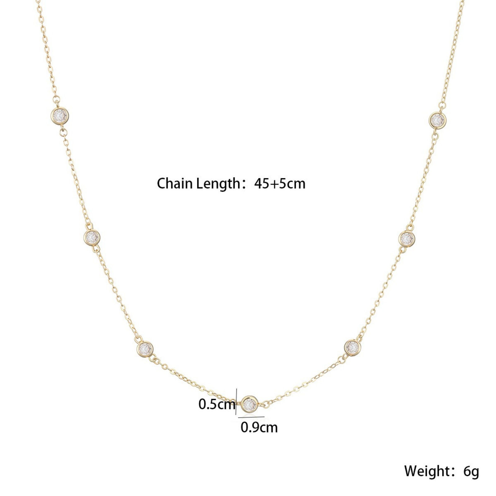 Picture of Wholesale Station Necklace, Multicolor Brass & Cubic Zirconia, Women's Ins Style Stylish Gift Jewelry For Retailer, 45cm(17.7") + 5cm(2") long