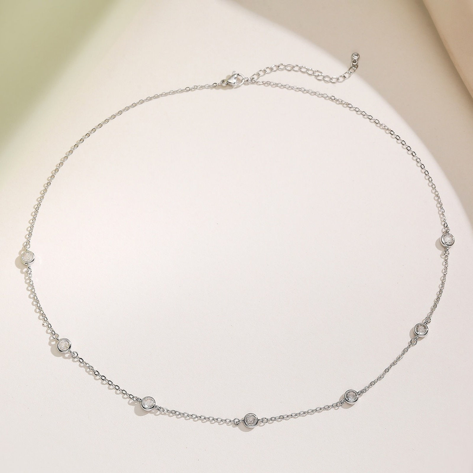 Picture of Wholesale Station Necklace, Multicolor Brass & Cubic Zirconia, Women's Ins Style Stylish Gift Jewelry For Retailer, 45cm(17.7") + 5cm(2") long
