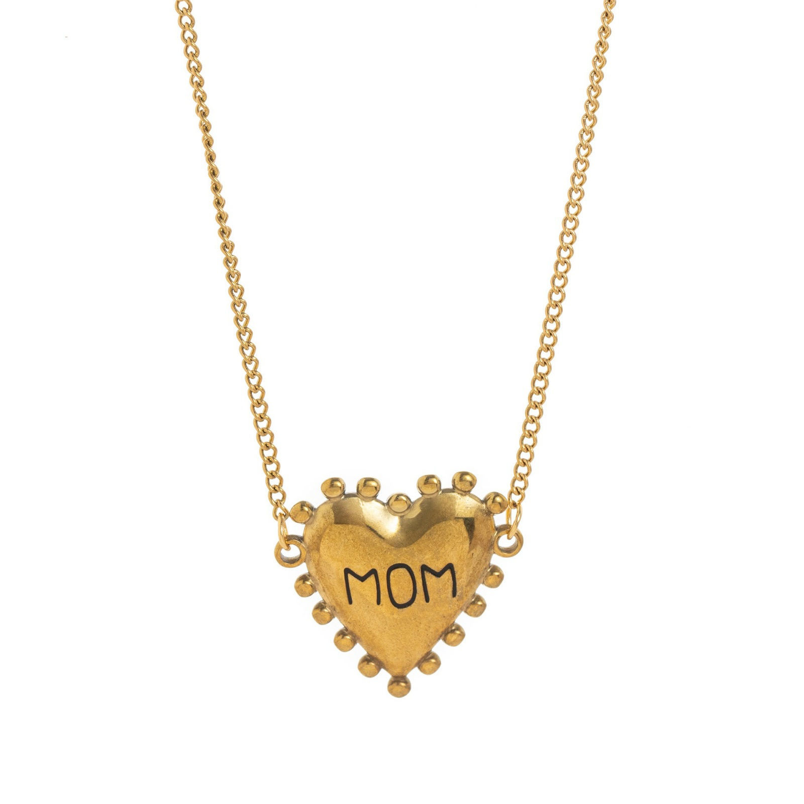 Picture of Wholesale Heart Message " Mama " Pendant Charm Necklace, 18K Gold Plated 304 Stainless Steel Curb Link Chain, Women's Eco-friendly Mother's Day Stylish Gift Jewelry For Retailer, 45cm(17.7") + 5cm(2") long