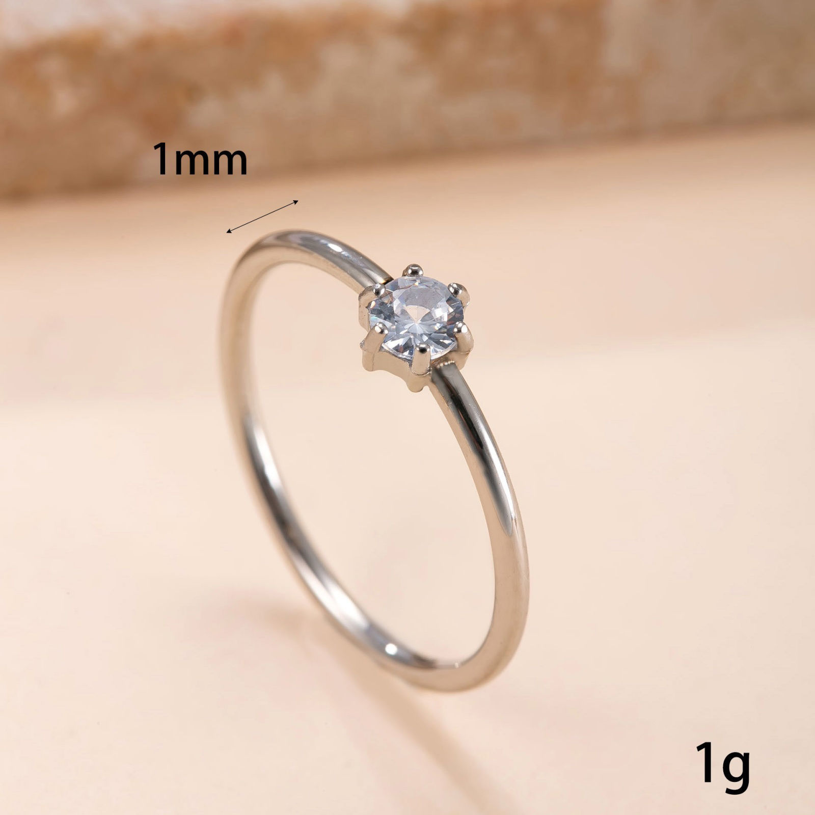 Picture of Wholesale Clear Rhinestone Unadjustable Rings, 304 Stainless Steel, Eco-friendly