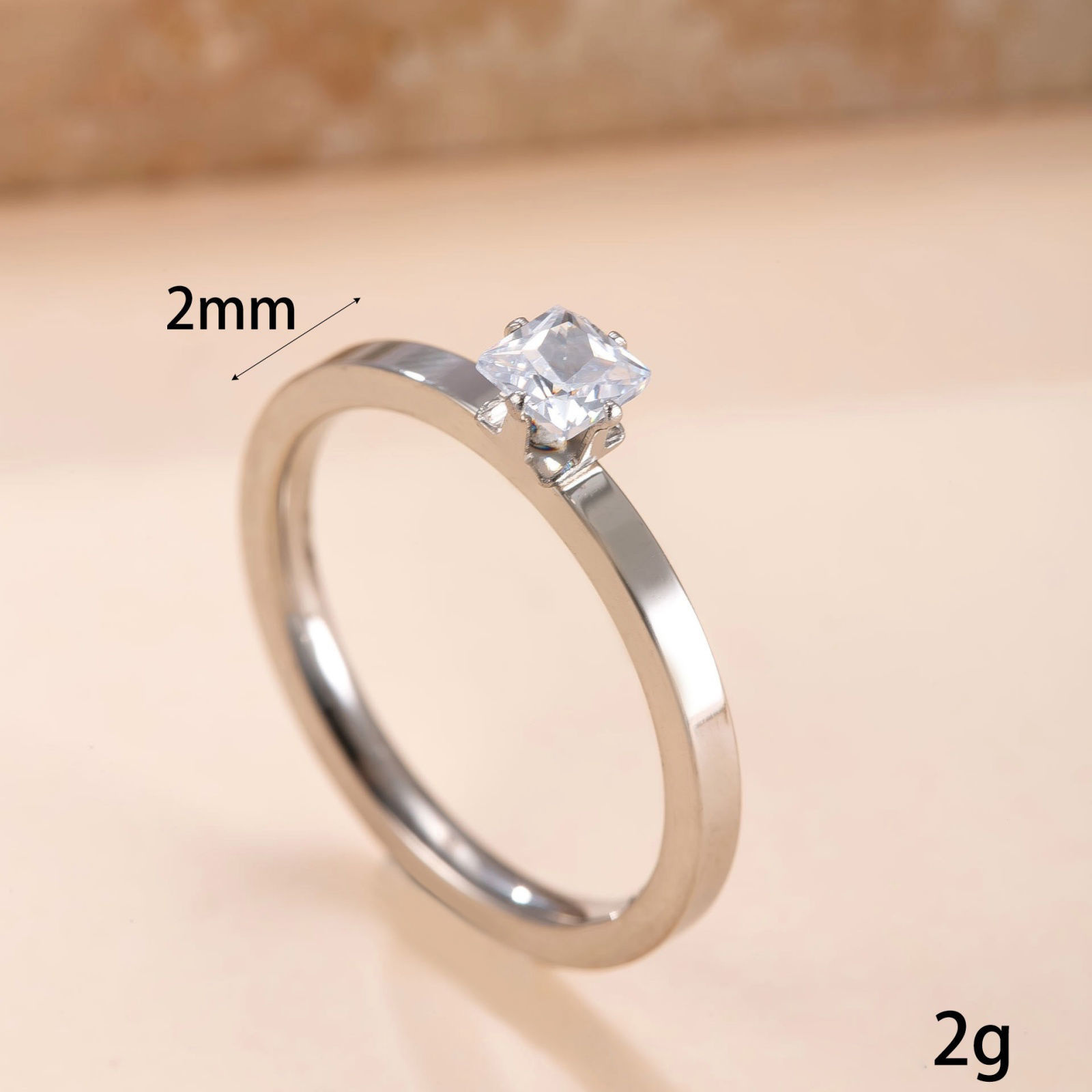Picture of Wholesale Clear Rhinestone Unadjustable Rings, 304 Stainless Steel, Eco-friendly