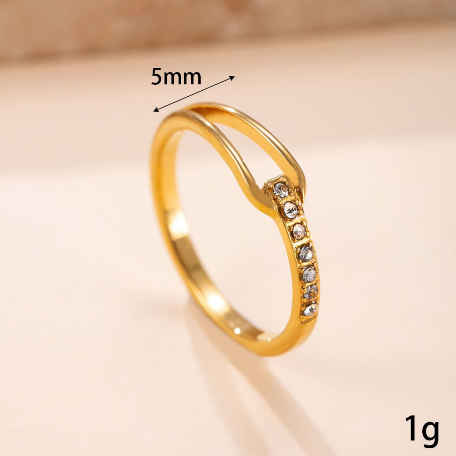 Immagine di Trasparente Strass Non Regolabile Anello All'Ingrosso, 304 Acciaio Inossidabile, Ecologico 1 Pz