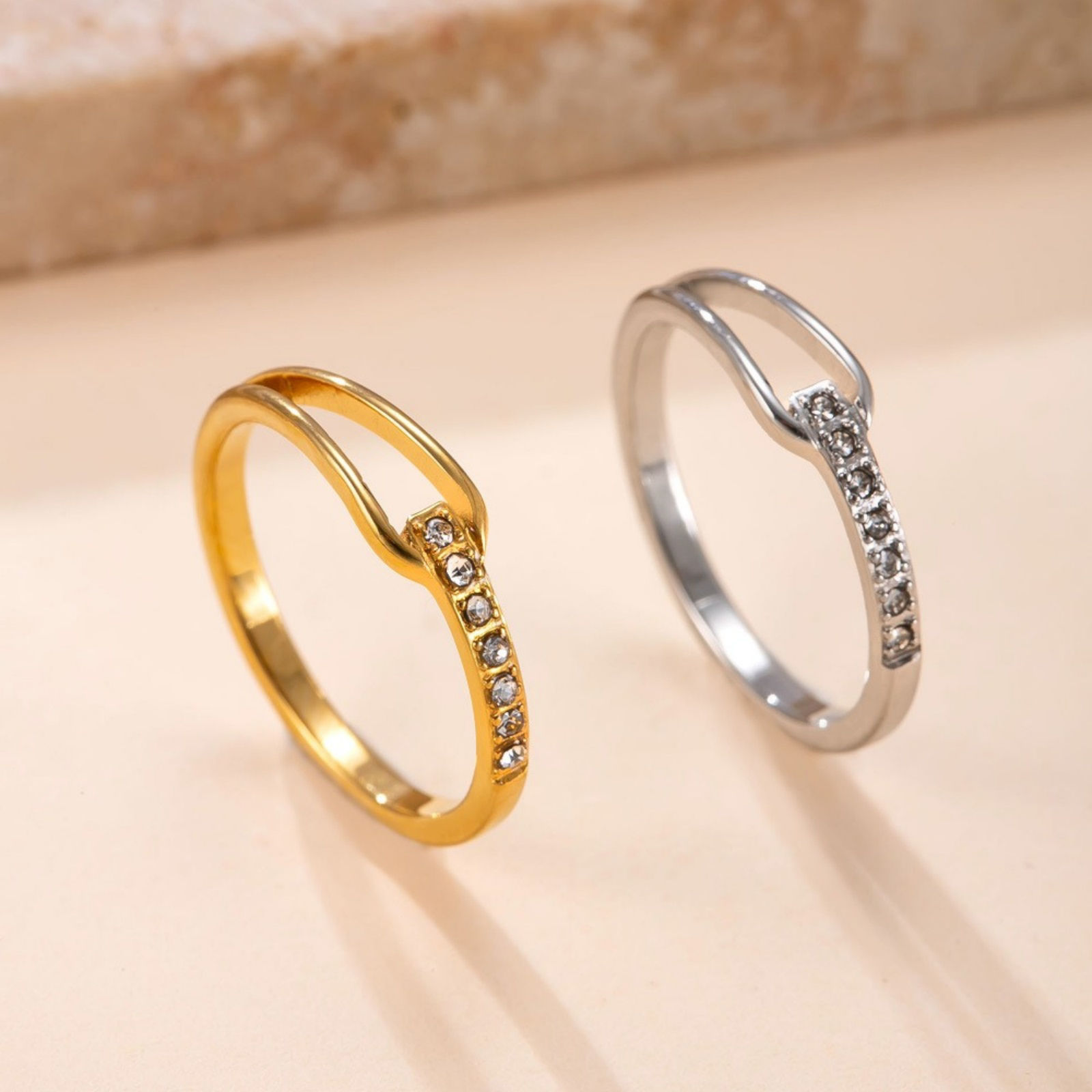 Immagine di Trasparente Strass Non Regolabile Anello All'Ingrosso, 304 Acciaio Inossidabile, Ecologico 1 Pz