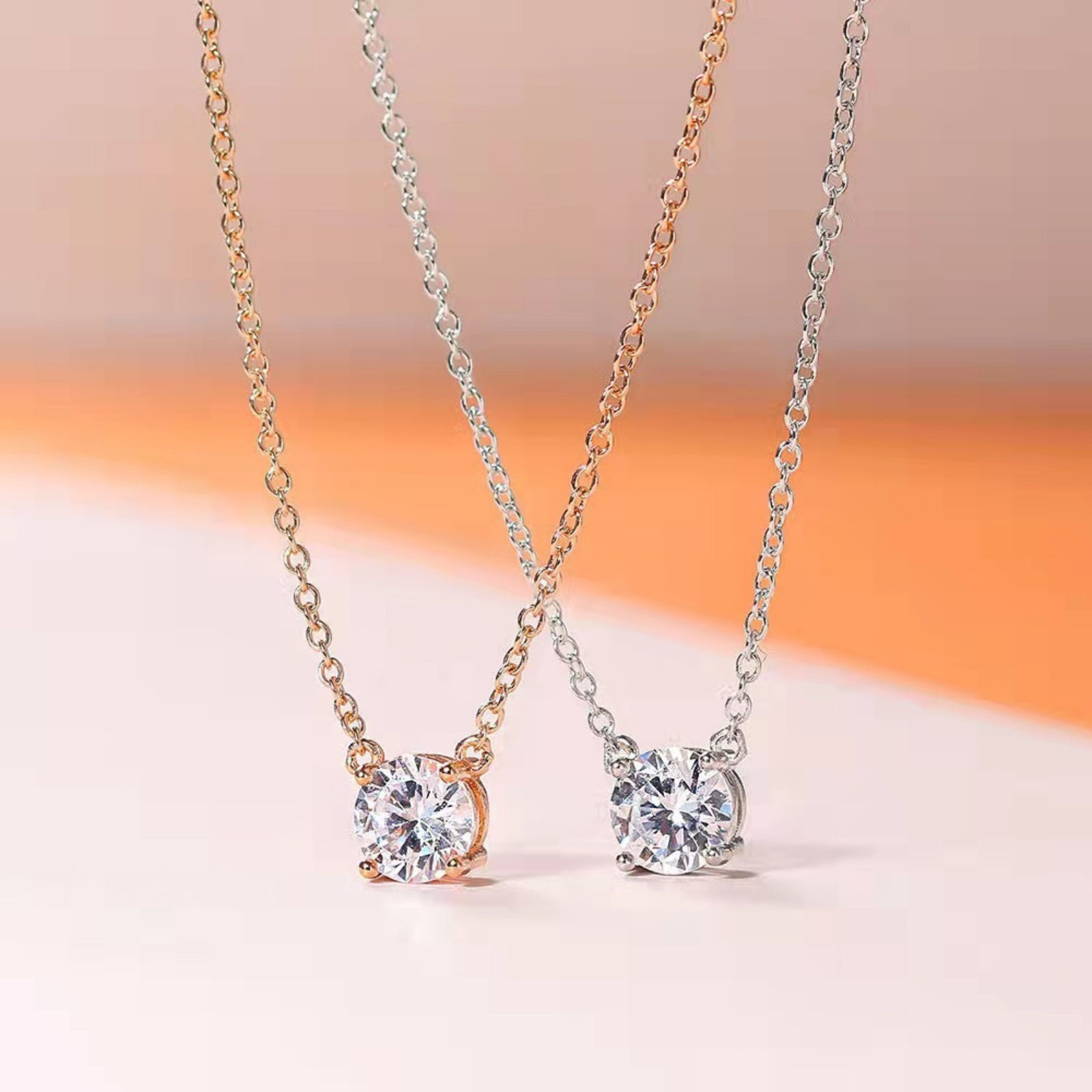 Picture of Wholesale Round Clear Rhinestone Pendant Charm Necklace, Multicolor 304 Stainless Steel Women's Eco-friendly PVD Exquisite Stylish Gift Jewelry For Retailer, 40cm(15.7") + 5cm(2") long