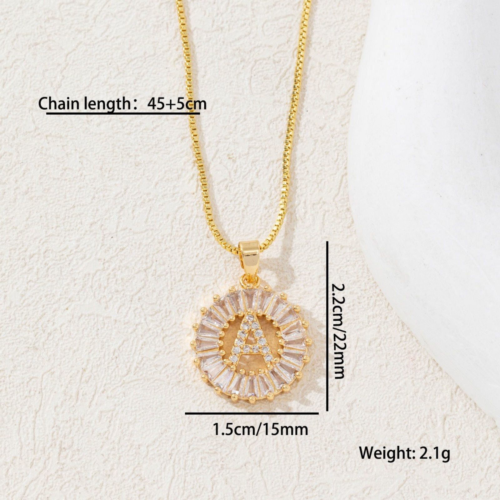 Picture of Wholesale Capital Alphabet Initial Letter Message " A-Z " Clear Cubic Zirconia Pendant Charm Necklace, Multicolor Brass Women's Eco-friendly Exquisite Stylish Gift Jewelry For Retailer, 45cm(17.7") + 5cm(2") long, 1 Set ( 2 PCs/Set)