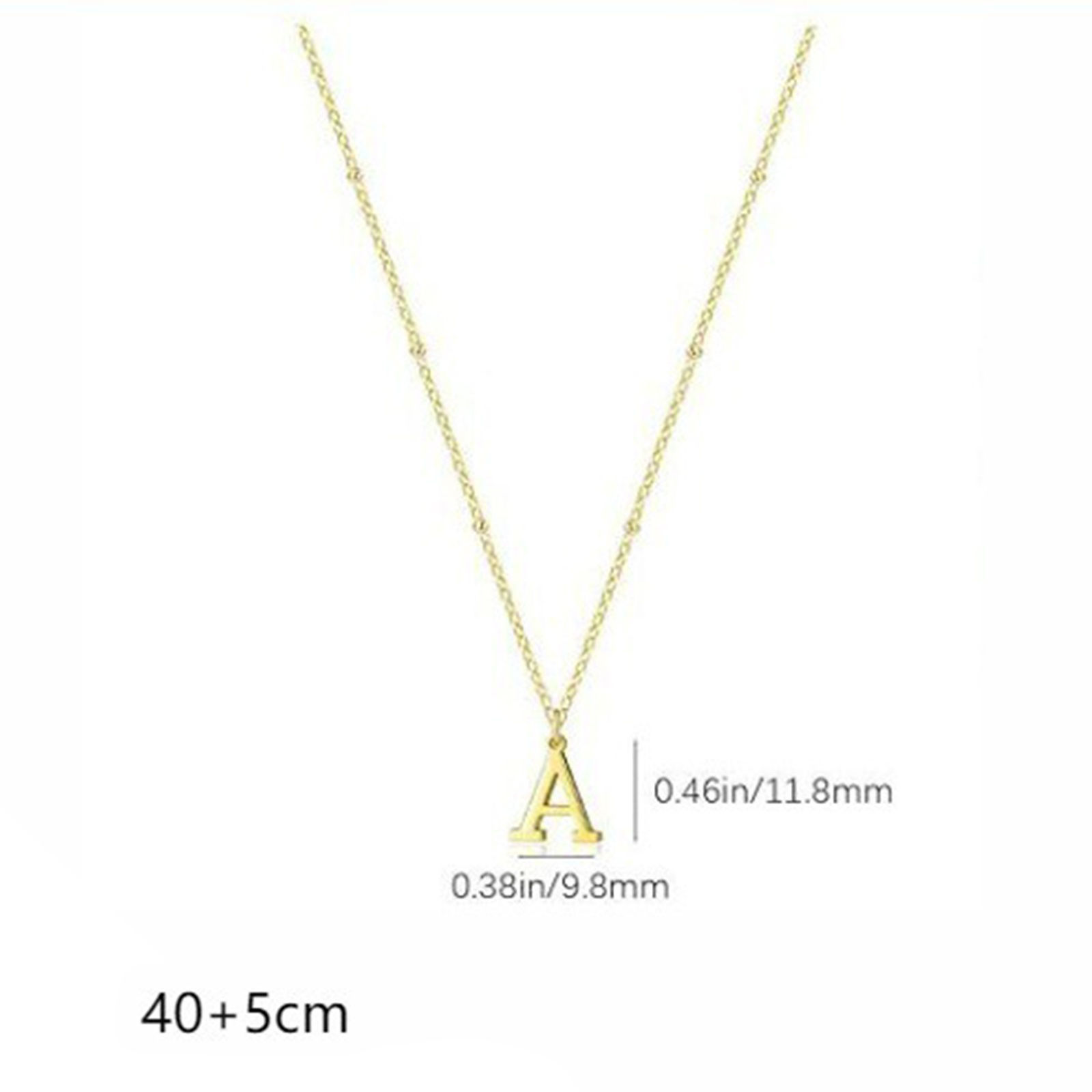 Picture of Wholesale Capital Alphabet Initial Letter Pendant Charm Necklace, 18K Gold Plated Brass Ball Chain, Women's Simple Dainty Gift Jewelry For Retailer, 40cm(15.7") + 5cm(2") long