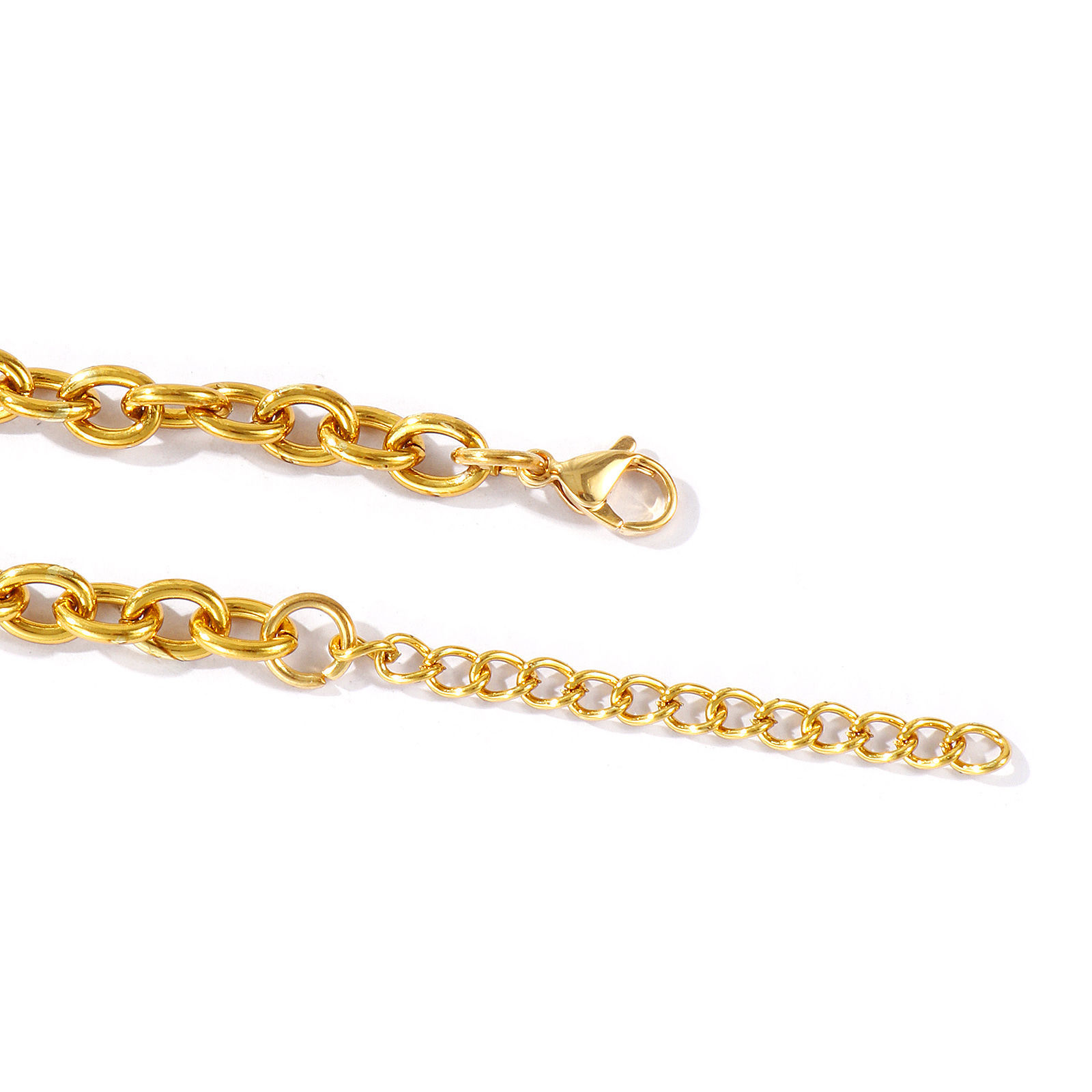Picture of Wholesale 304 Stainless Steel Link Cable Chain Bracelets, Unisex Simple Ins Style Gift Jewelry Supply, 17cm(6.7") + 5cm(2") long