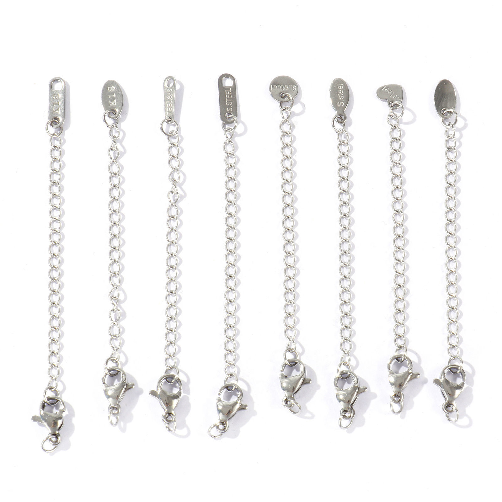 Picture of Eco-friendly 304 Stainless Steel Extender Chain Wholesale For Necklace Bracelet Jewelry Making Silver Tone With Lobster Claw Clasp