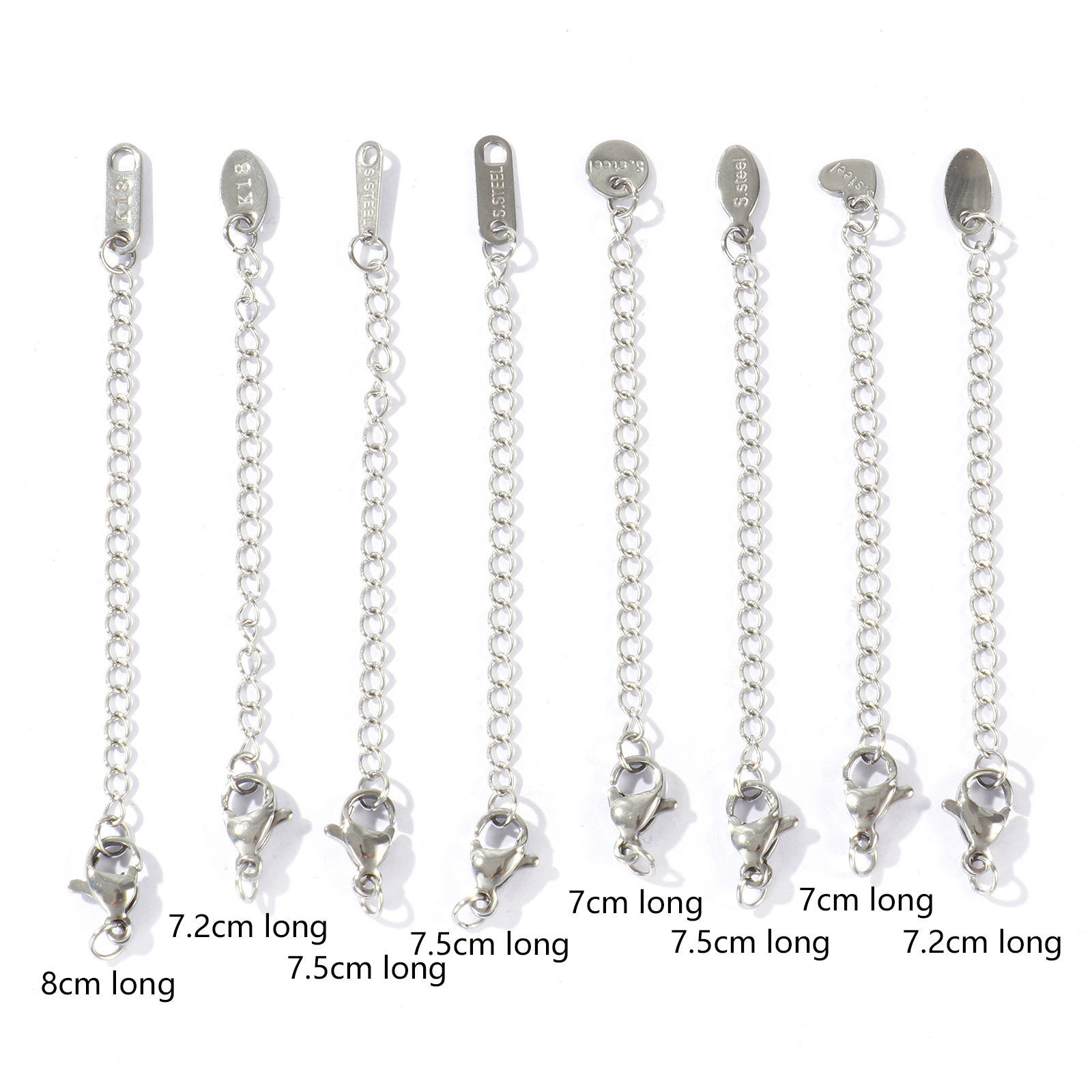 Picture of Eco-friendly 304 Stainless Steel Extender Chain Wholesale For Necklace Bracelet Jewelry Making Silver Tone With Lobster Claw Clasp