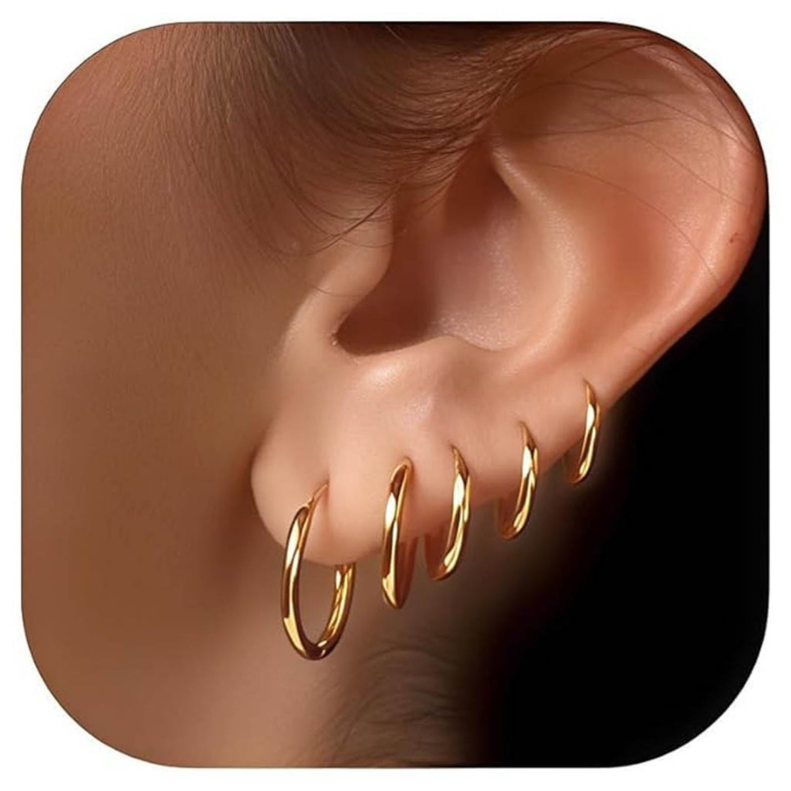 Picture of Wholesale Simple Stylish Huggie Hoop Earrings, Round Smooth Blank Multicolor 304 Stainless Steel, Unisex Gift Jewelry Supply