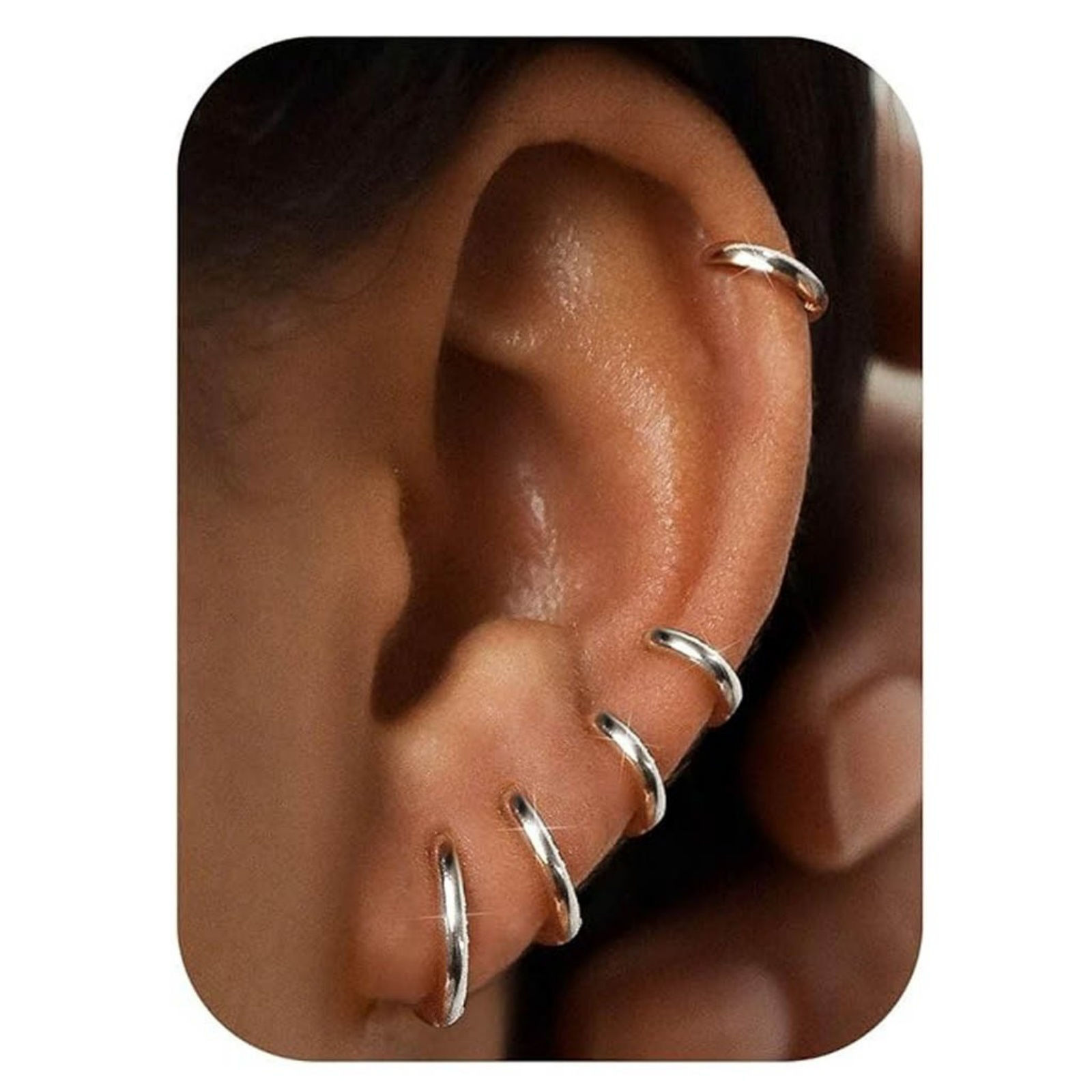 Picture of Wholesale Simple Stylish Huggie Hoop Earrings, Round Smooth Blank Multicolor 304 Stainless Steel, Unisex Gift Jewelry Supply
