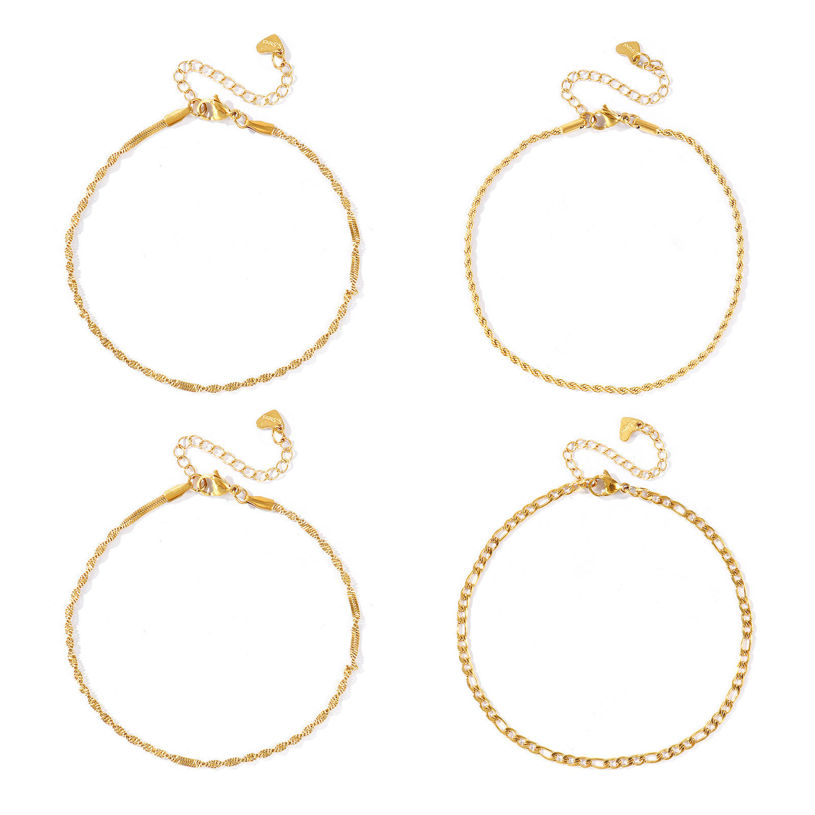 Picture of Wholesale 304 Stainless Steel Link Chain Anklet, 18K Real Gold Plated Eco-friendly PVD Waterproof Anti-Tarnish Hypoallergenic, Women's Stylish & Casual Minimalist Gift Jewelry Supply