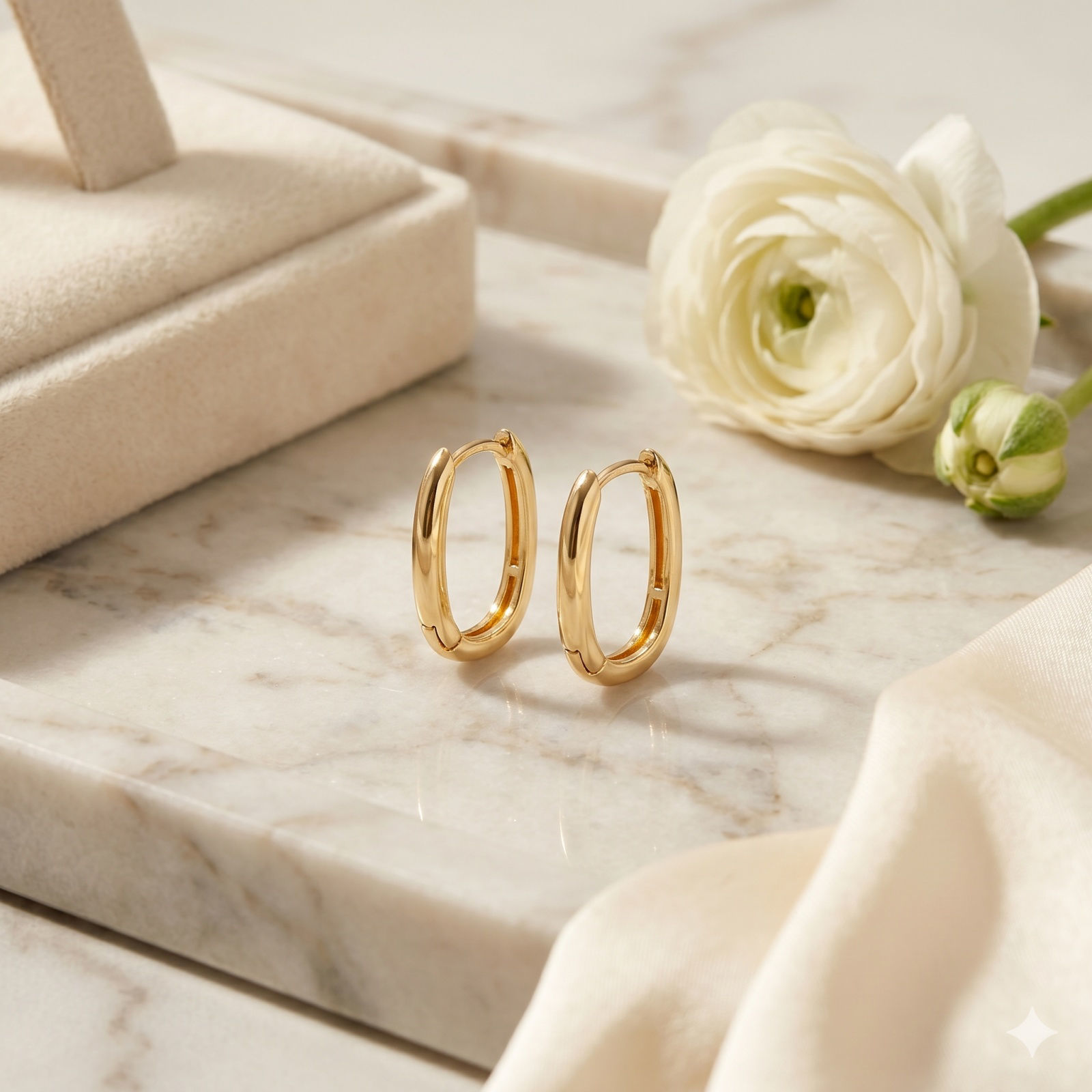 Picture of Wholesale Simple Stylish Huggie Hoop Earrings, Rectangle 18K Real Gold Plated Brass, Women's Eco-friendly Gift Jewelry Supply