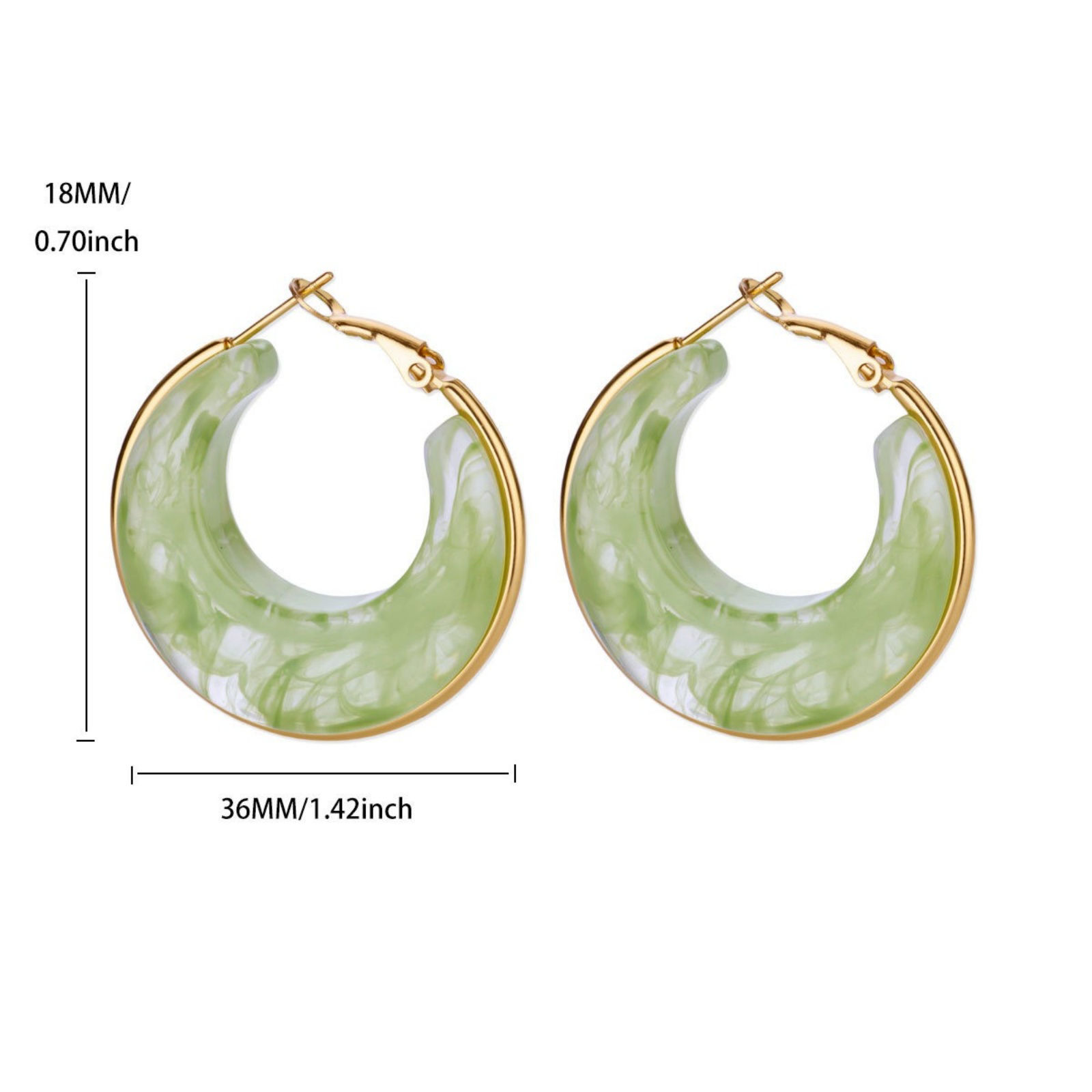 Picture of Wholesale Stylish Dainty Hoop Earrings, Multicolor 18K Gold Plated 304 Stainless Steel & Resin, Women's Gift Jewelry Supply, 36mm x 18mm