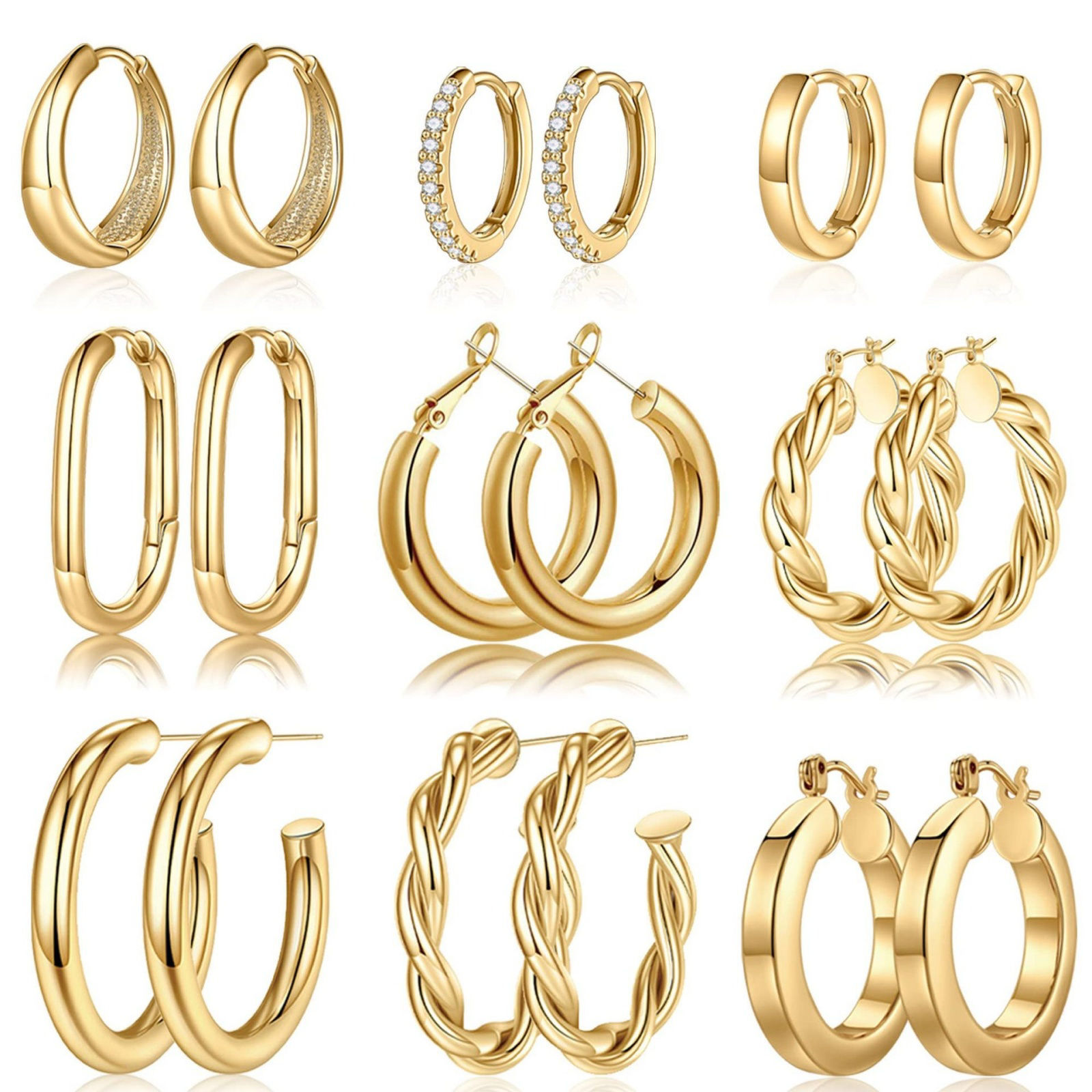 Immagine di Semplice Elegante Set di Orecchini All'Ingrosso, Tondo Ovale Multicolore Ottone, Donne Regalo Fornitura di Gioielli, 1 Serie