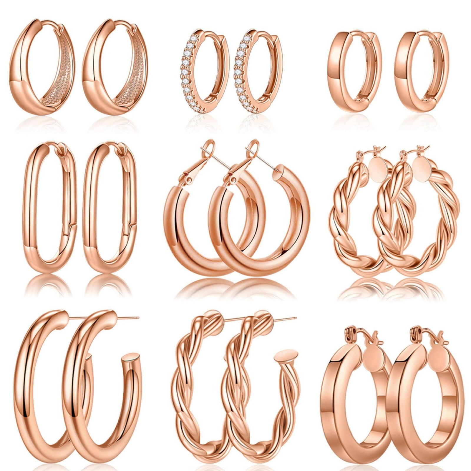 Immagine di Semplice Elegante Set di Orecchini All'Ingrosso, Tondo Ovale Multicolore Ottone, Donne Regalo Fornitura di Gioielli, 1 Serie