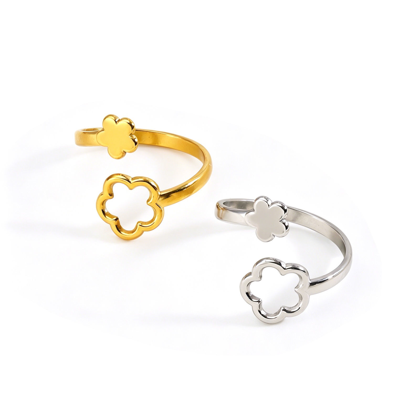 Picture of Wholesale Women's Gift Flower Open Adjustable Rings, Multicolor 304 Stainless Steel, Eco-friendly PVD Exquisite Stylish Jewelry Supply, 18mm(US Size 7.75)