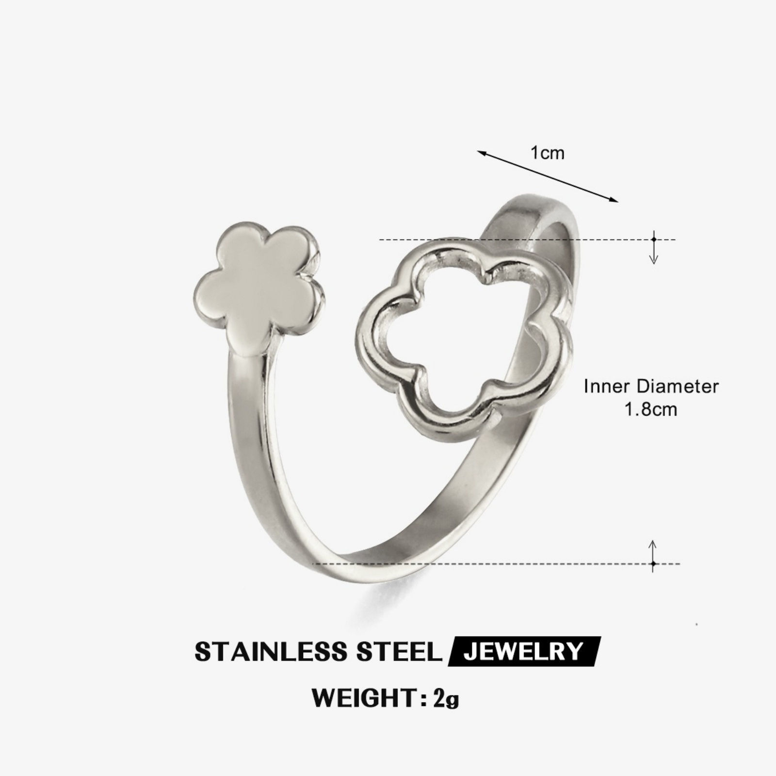 Picture of Wholesale Women's Gift Flower Open Adjustable Rings, Multicolor 304 Stainless Steel, Eco-friendly PVD Exquisite Stylish Jewelry Supply, 18mm(US Size 7.75)