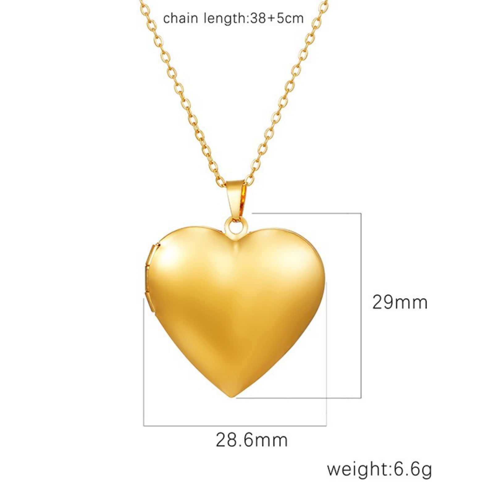 Picture of Wholesale Geometric Pendant Charm Necklace, 18K Gold Plated 304 Stainless Steel Link Cable Chain, Women's PVD Picture Photo Frame Locket Minimalist Gift Jewelry For Retailer, 40cm(15.7") + 5cm(2") long