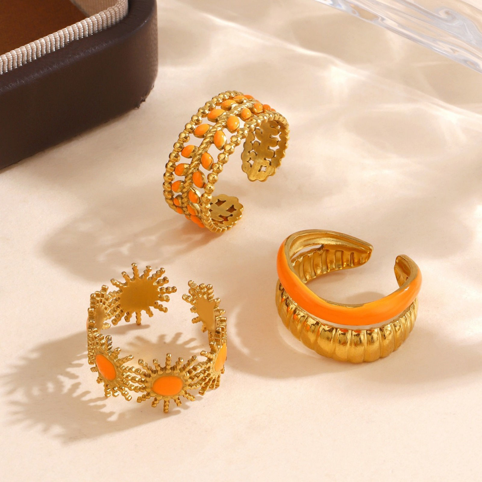 Picture of Wholesale Women's Gift Open Rings, 18K Gold Plated 304 Stainless Steel, PVD Stylish & Casual Sweet & Cute Jewelry Supply, 18mm(US Size 7.75)