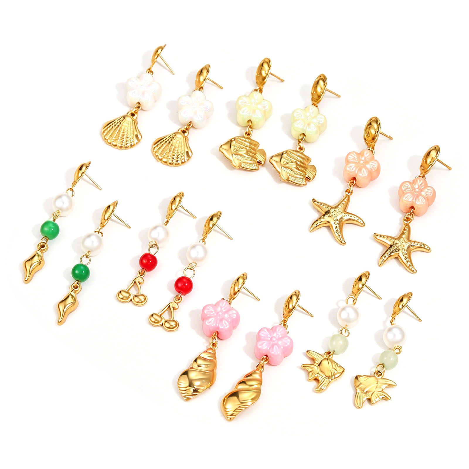 Picture of Wholesale Exquisite Stylish Ear Post Stud Earrings, 18K Gold Plated 304 Stainless Steel, Women's Eco-friendly PVD Gift Jewelry Supply