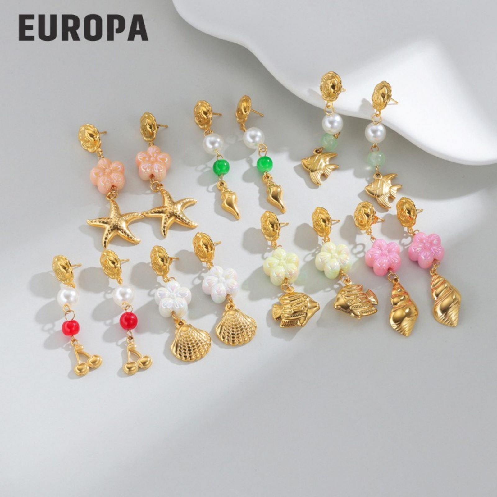 Picture of Wholesale Exquisite Stylish Ear Post Stud Earrings, 18K Gold Plated 304 Stainless Steel, Women's Eco-friendly PVD Gift Jewelry Supply