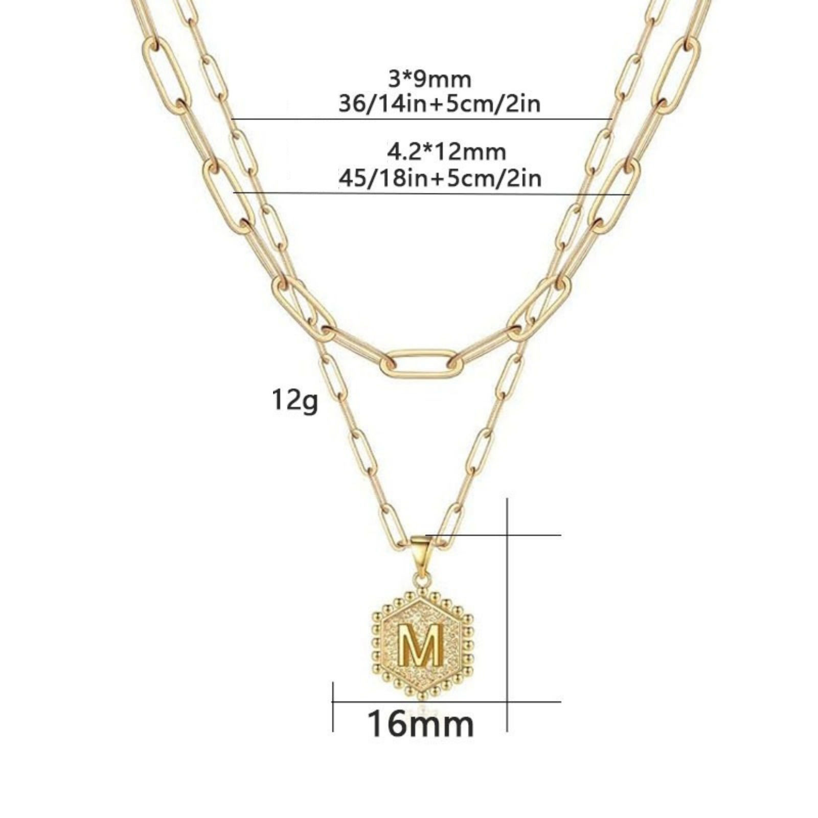 Picture of Wholesale Capital Alphabet Initial Letter Message " A-Z " Layered Stackable Necklace Set, 304 Stainless Steel Paperclip Link Chain, Unisex Eco-friendly PVD Stylish Hip Hop Gift Jewelry For Retailer, 1 Set ( 2 PCs/Set)