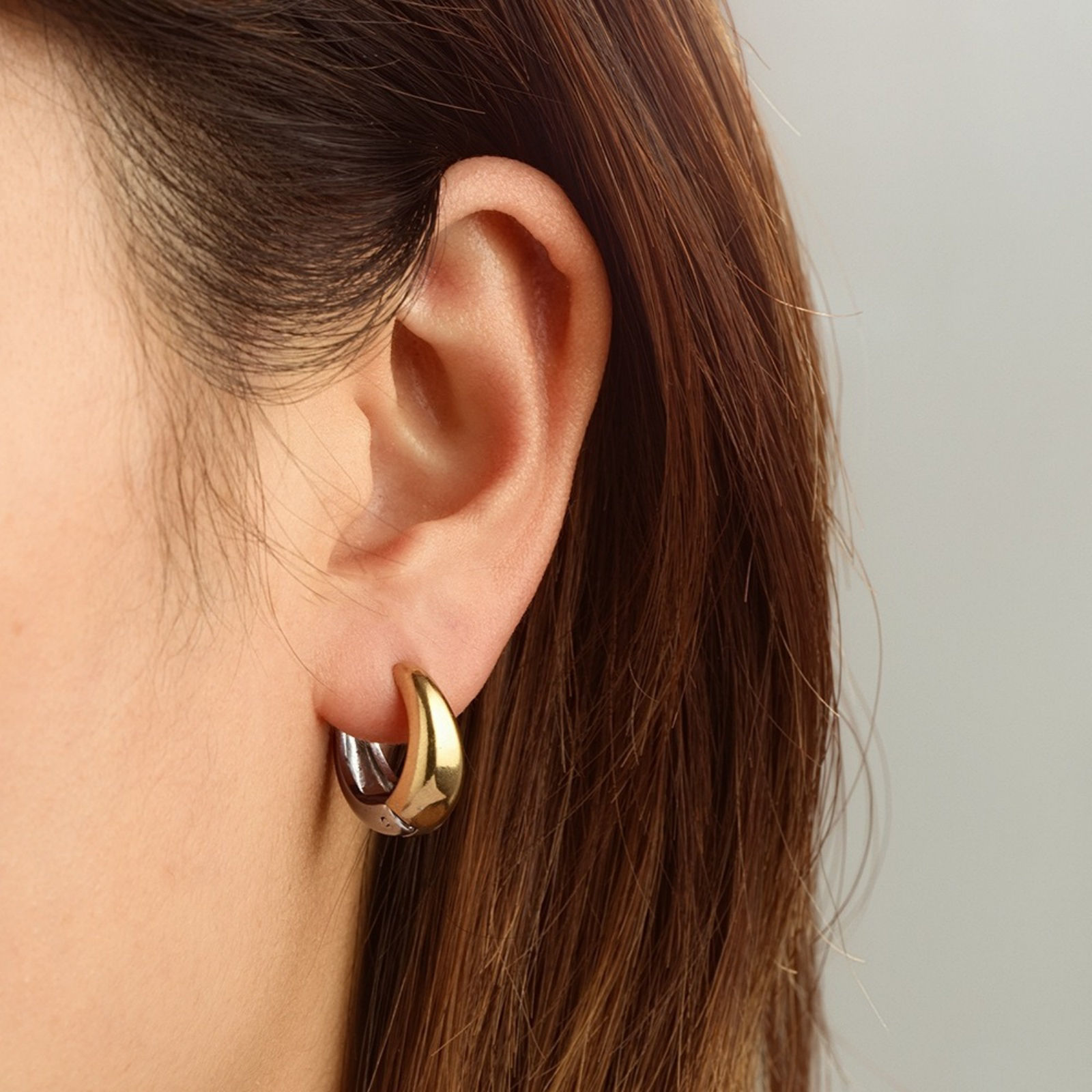 Picture of Wholesale Exquisite Retro Huggie Hoop Earrings, Multicolor 304 Stainless Steel, Women's Eco-friendly Gift Jewelry Supply