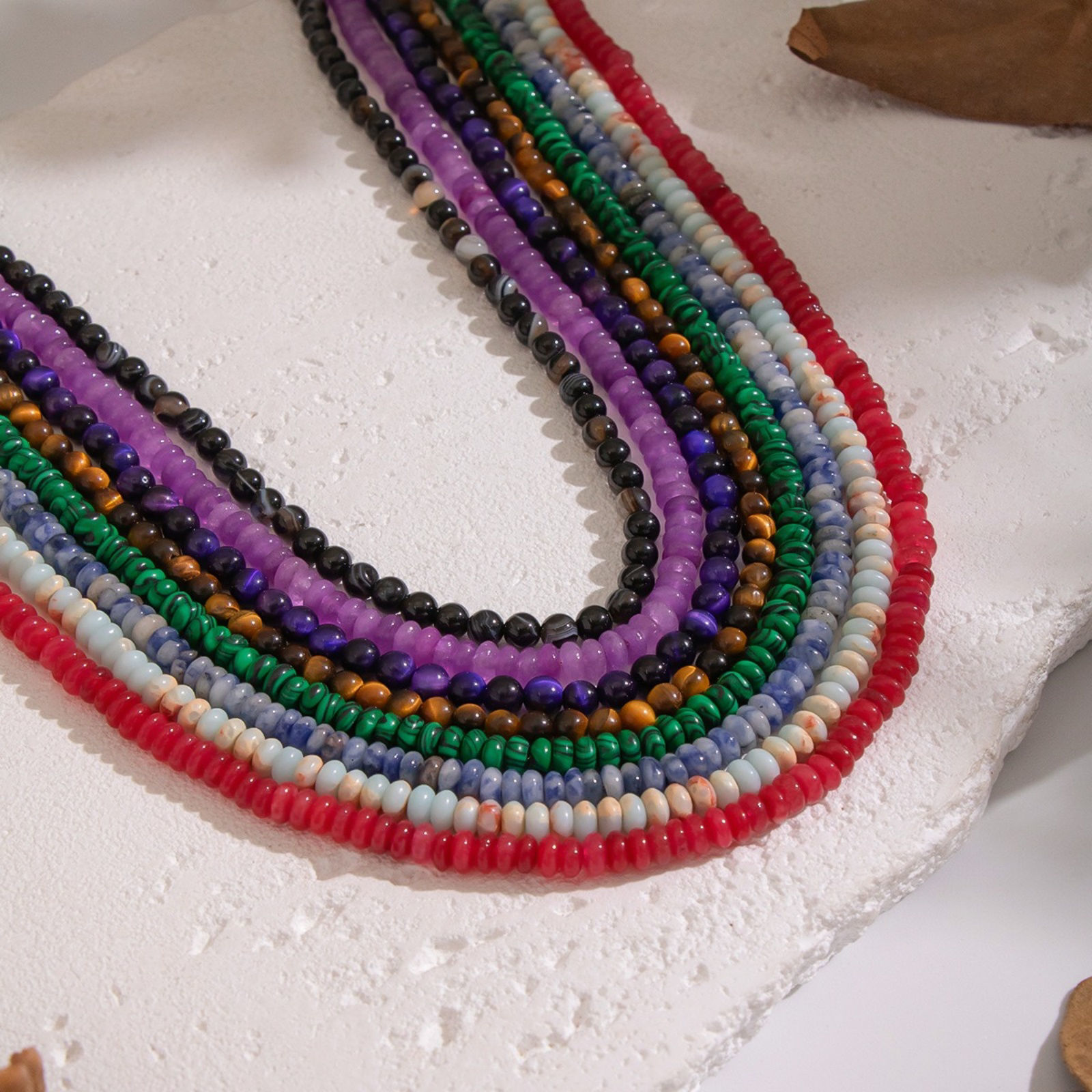 Picture of Wholesale Multicolor Beaded Necklace, 18K Gold Plated 304 Stainless Steel & Gemstone, Women's Eco-friendly PVD Retro Bohemia Boho Gift Jewelry For Retailer