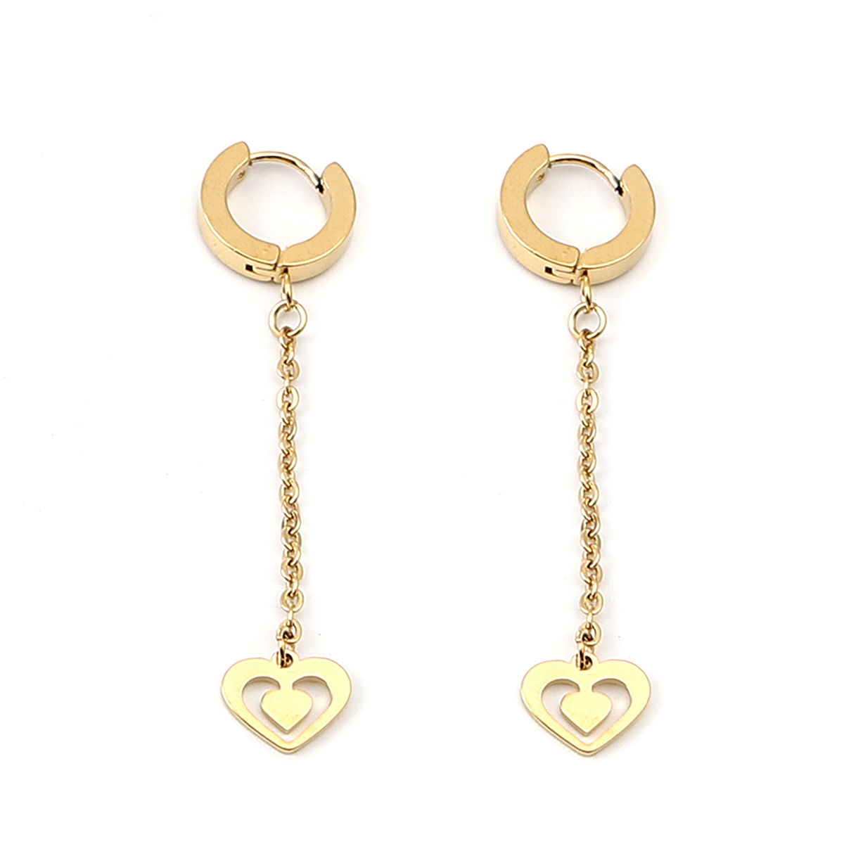 Image de Boucles d'Oreilles en Acier Inoxydable Exquis Doré Chaîne Franges