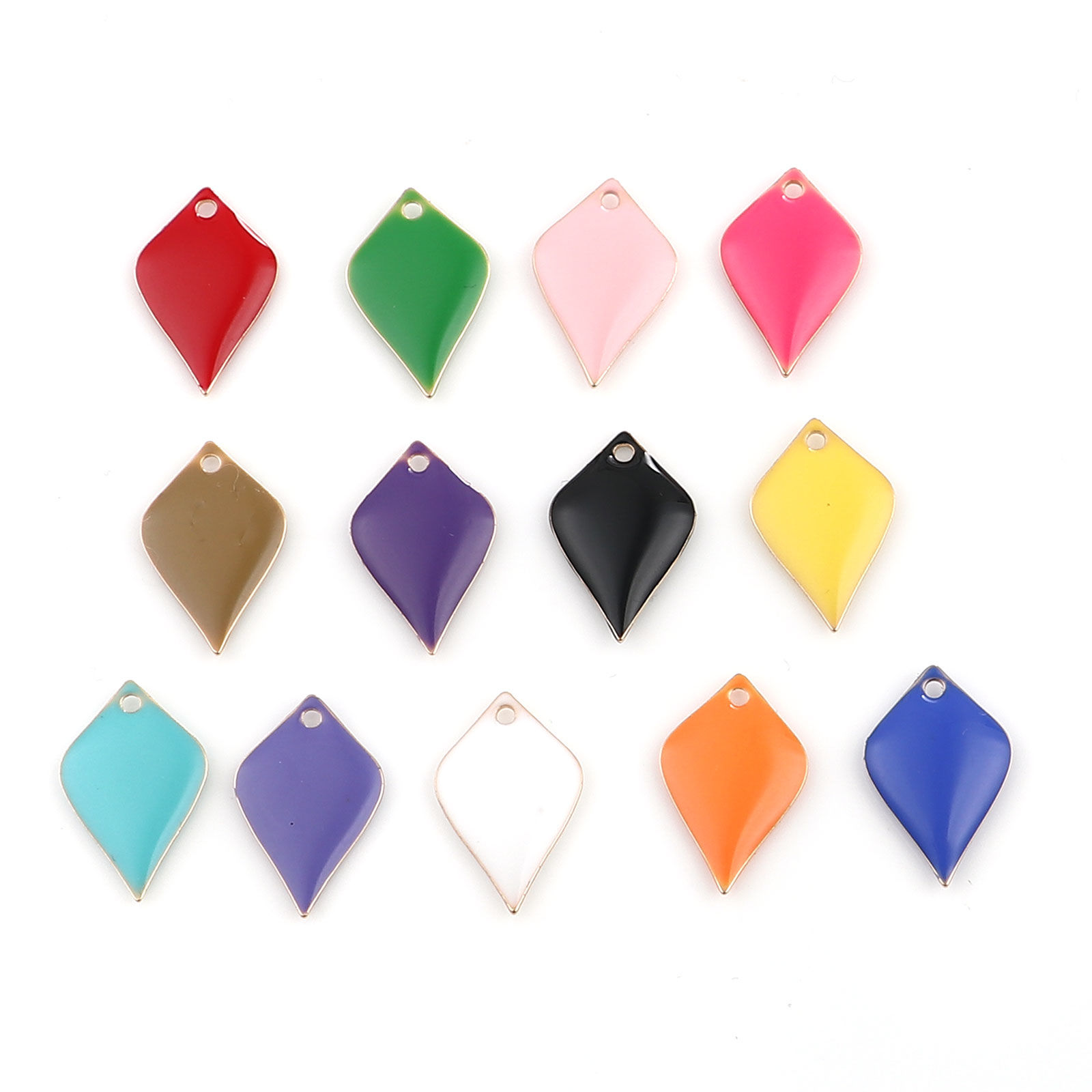Immagine di Ottone Sequins Smaltati Charms Oro Placcato Rosso Petalo 18mm x 12mm, 10 Pz