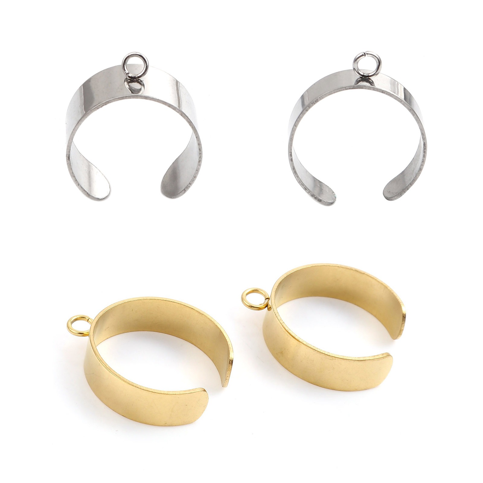 Picture of 304 Stainless Steel Open Adjustable Rings Silver Tone With Open Loop