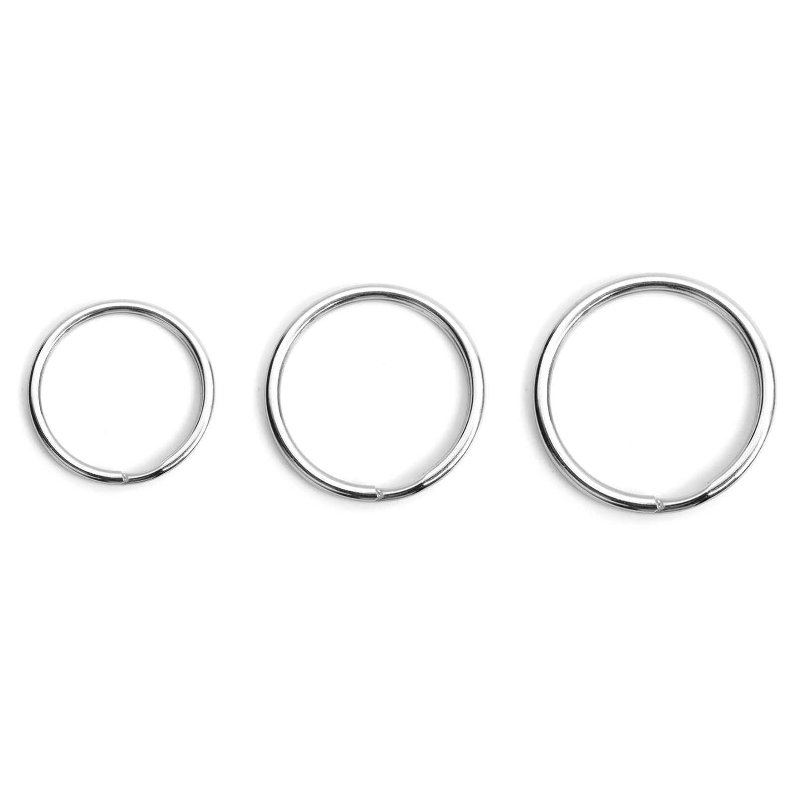 304ステンレス鋼 キーチェーンとキーリング 円形 シルバートーン 20mm直径、 10 個 の画像