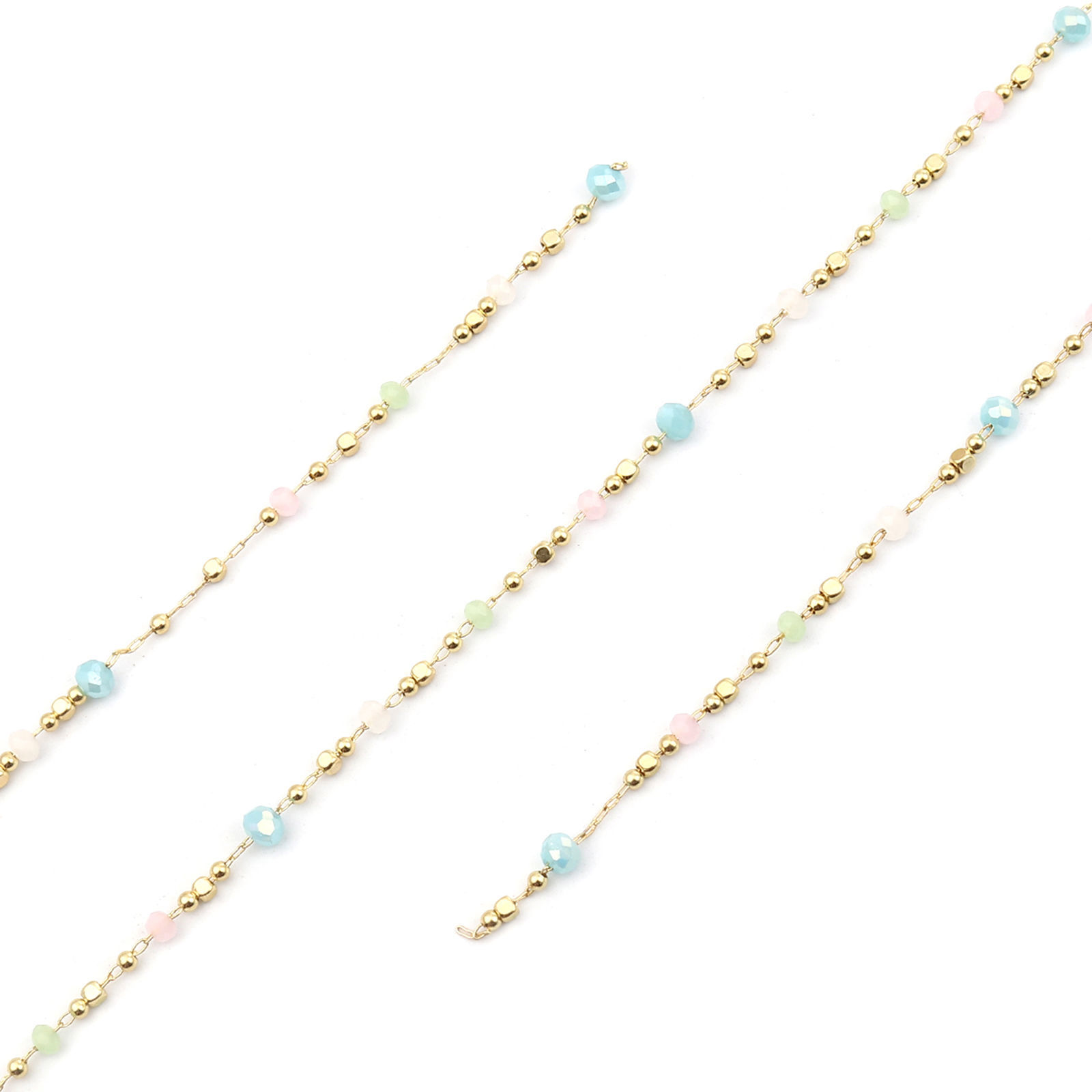 Picture of 304 Stainless Steel Beaded Chain For Handmade DIY Jewelry Making Findings Multicolor