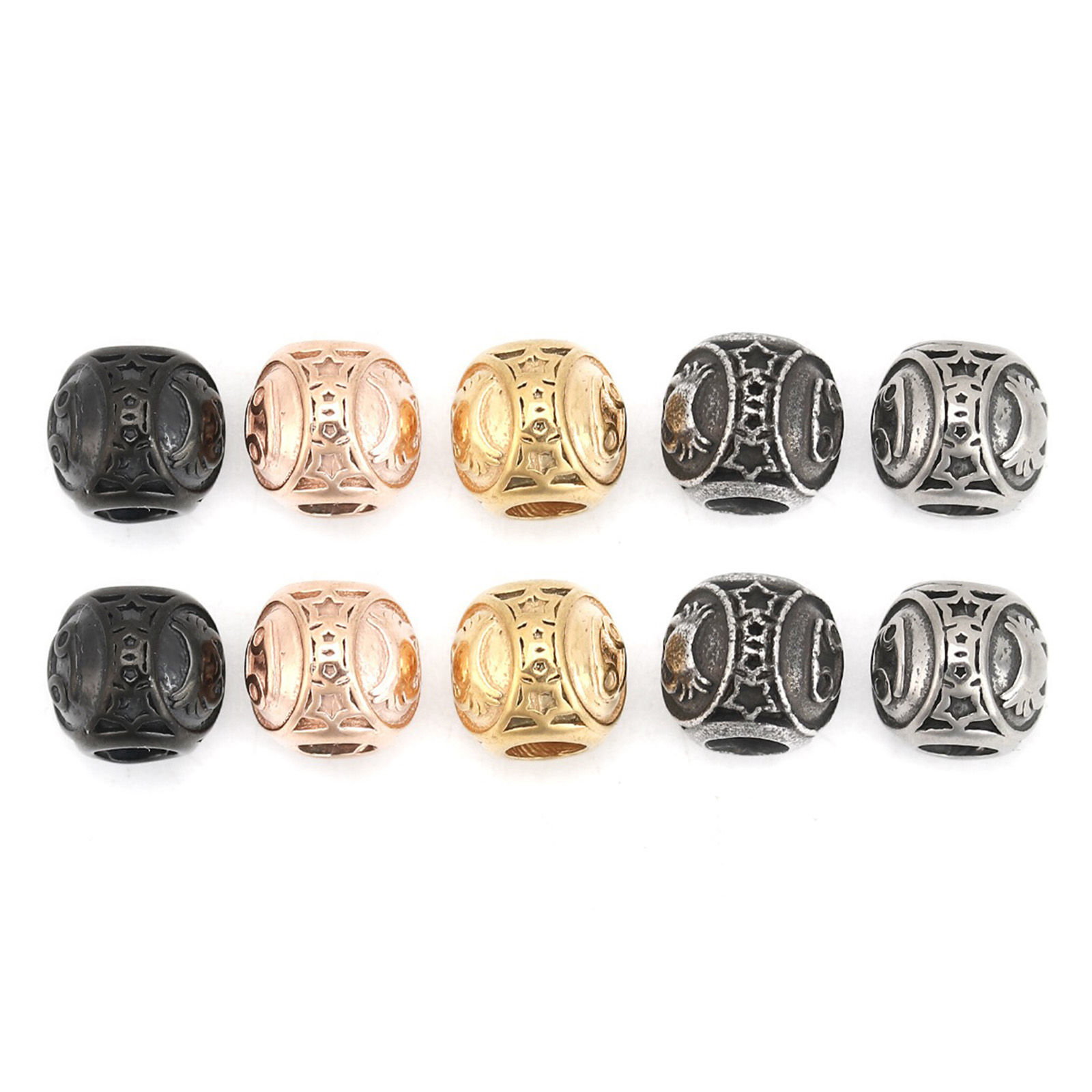 Picture of 304 Stainless Steel Casting Beads Round Antique Silver Color Cancer Sign Of Zodiac Constellations About 10mm Dia., Hole: Approx 4.3mm, 1 Piece