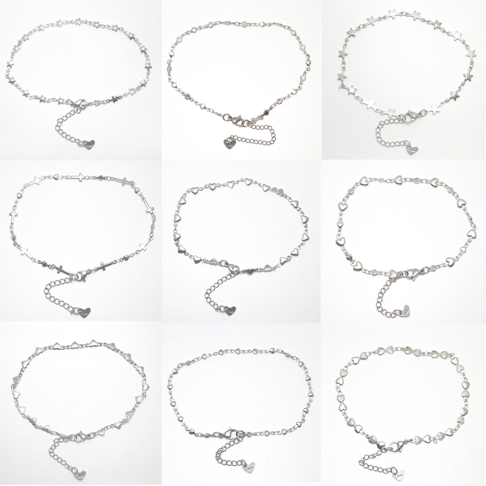 304ステンレス鋼 海ジュエリー アンクレット シルバートーン イルカ 22.5cm長さ、 1 本 の画像