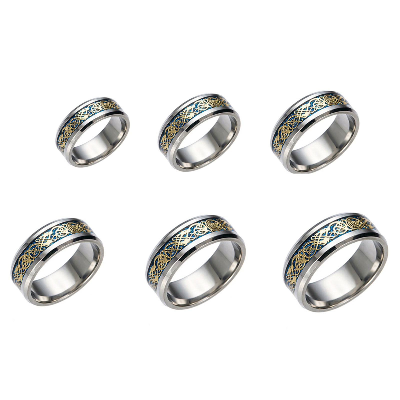 Изображение Titanium Steel Unadjustable Rings Silver Round Dragon 18.3mm(US Size 8.25), 1 Piece