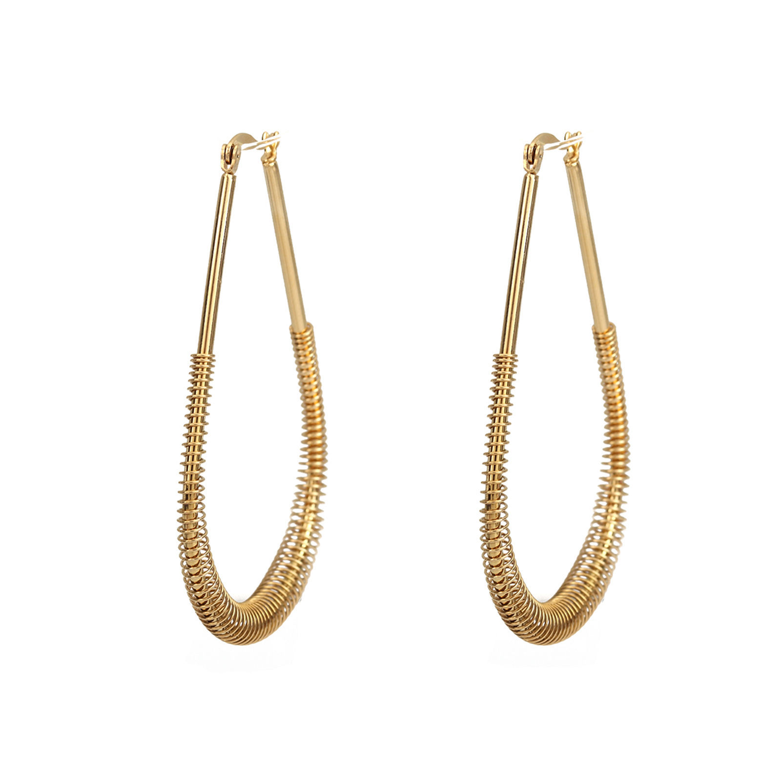 Picture of 304 Stainless Steel Hoop Earrings Silver Tone Heart 3.5cm x 2.9cm, Post/ Wire Size: (17 gauge), 1 Pair