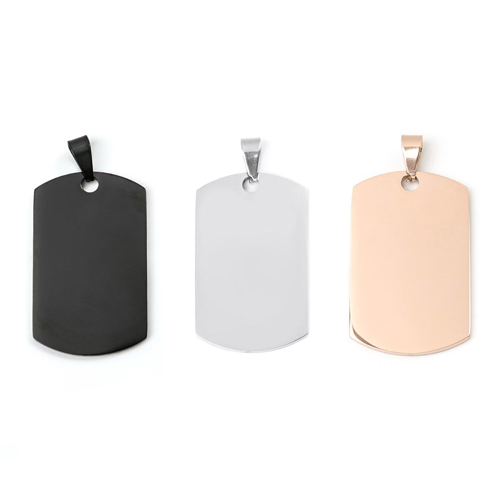 304ステンレス鋼 ペンダント 長方形 シルバートーン スタンピング用ブランク タグ 4.3cm x 2.2cm、 1 個 の画像