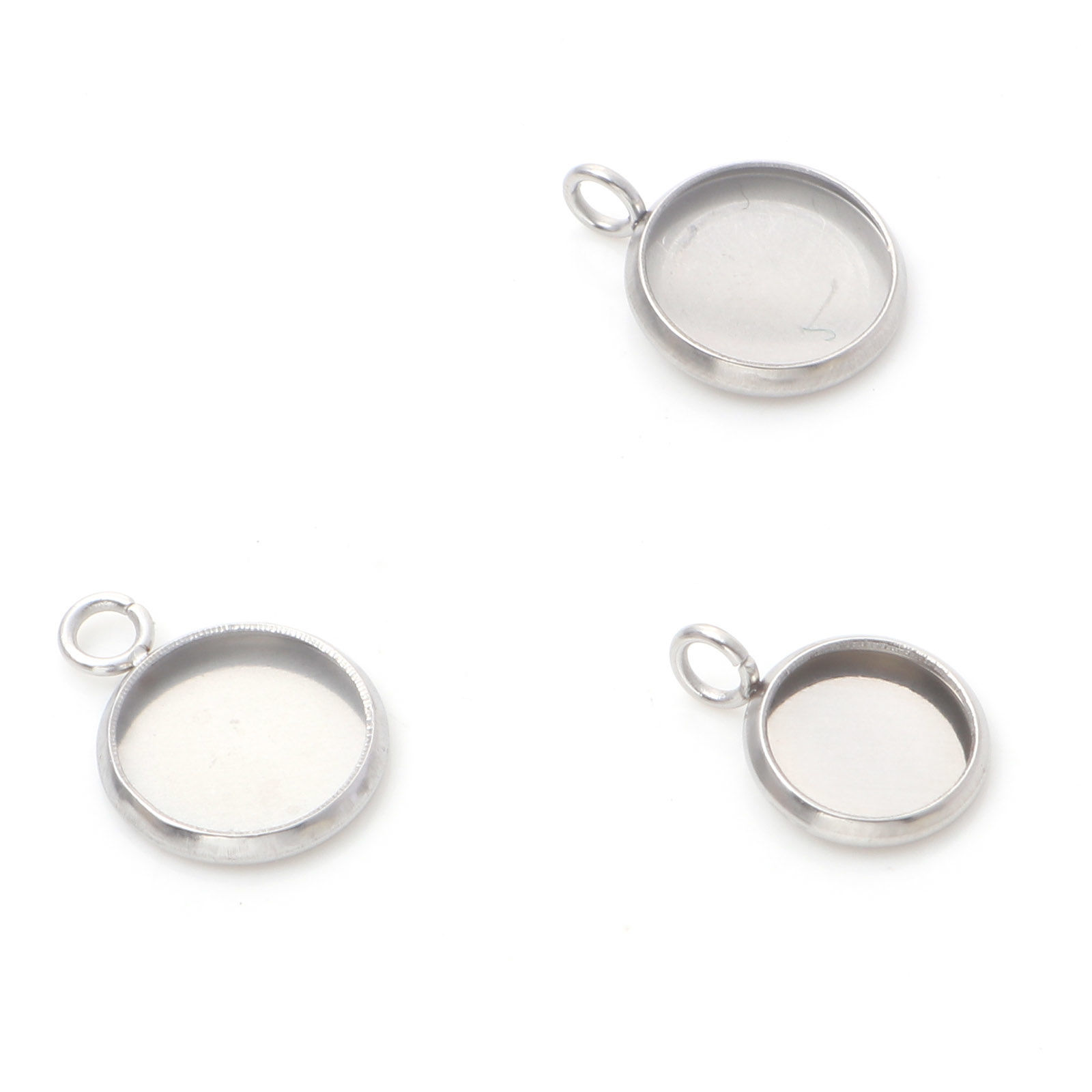 Picture of Stainless Steel Charms Silver Tone Round Disc Cabochon Settings